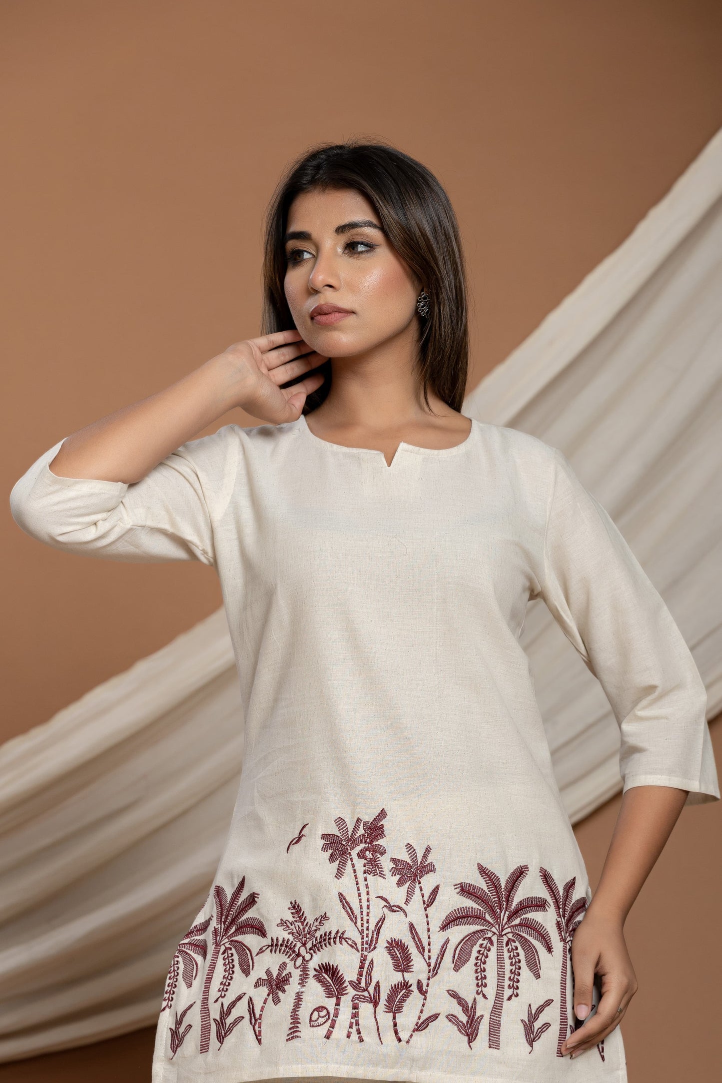 WHITE COTTON EMBROIDERED CO-ORD SET FOR WOMEN