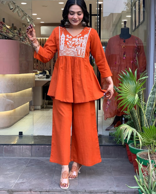 SUMMER-READY PREMIUM COTTON ORANGE CO-ORD SETS