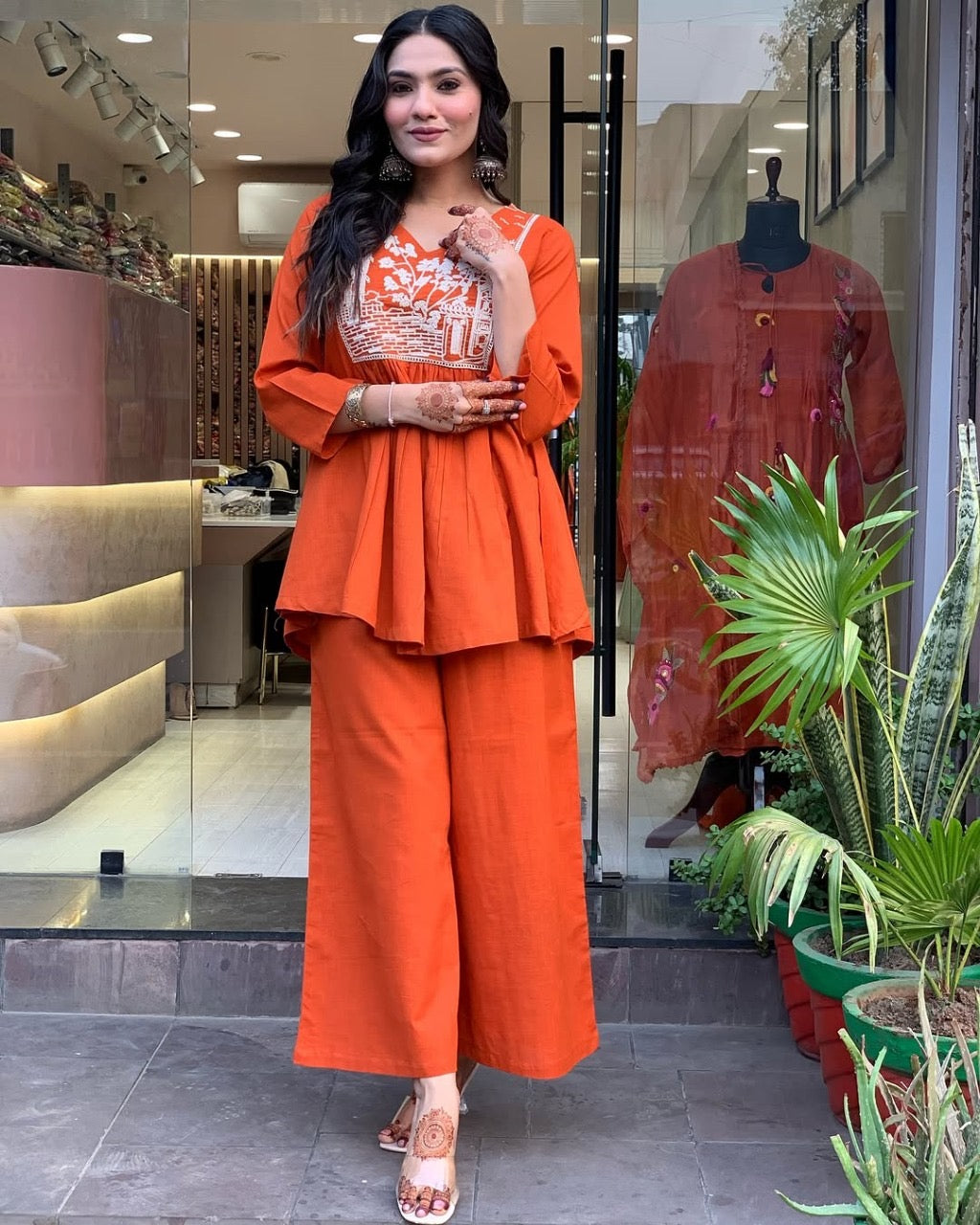 SUMMER-READY PREMIUM COTTON ORANGE CO-ORD SETS
