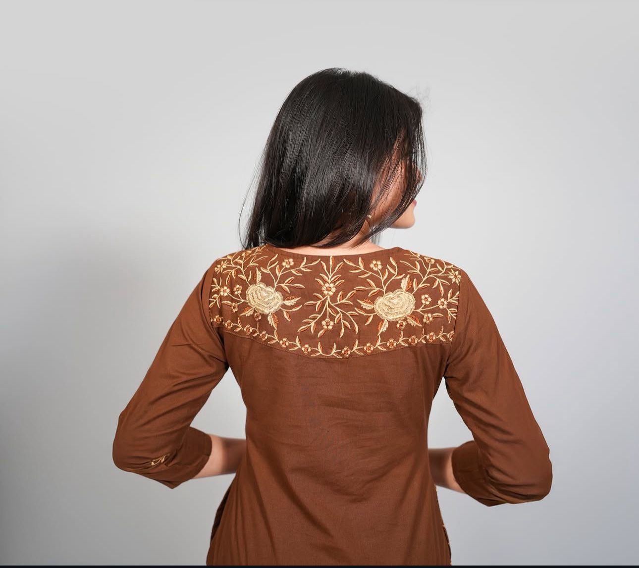 Easy Breezy Summer Brown Cotton Kurta Pant Set