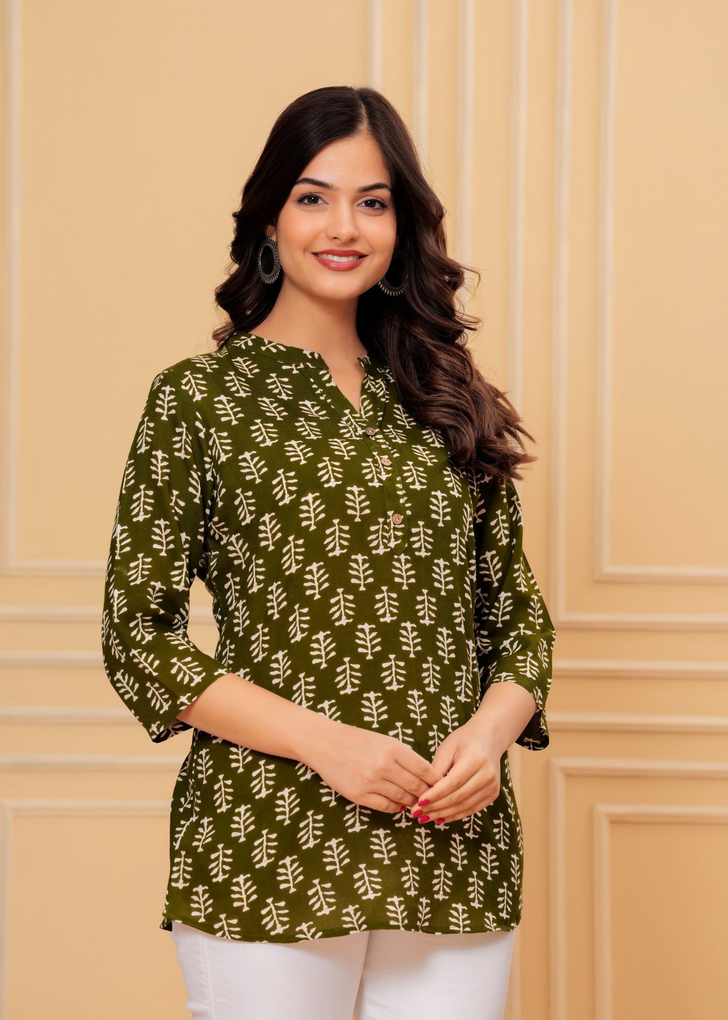 Green Straight Tunic Top