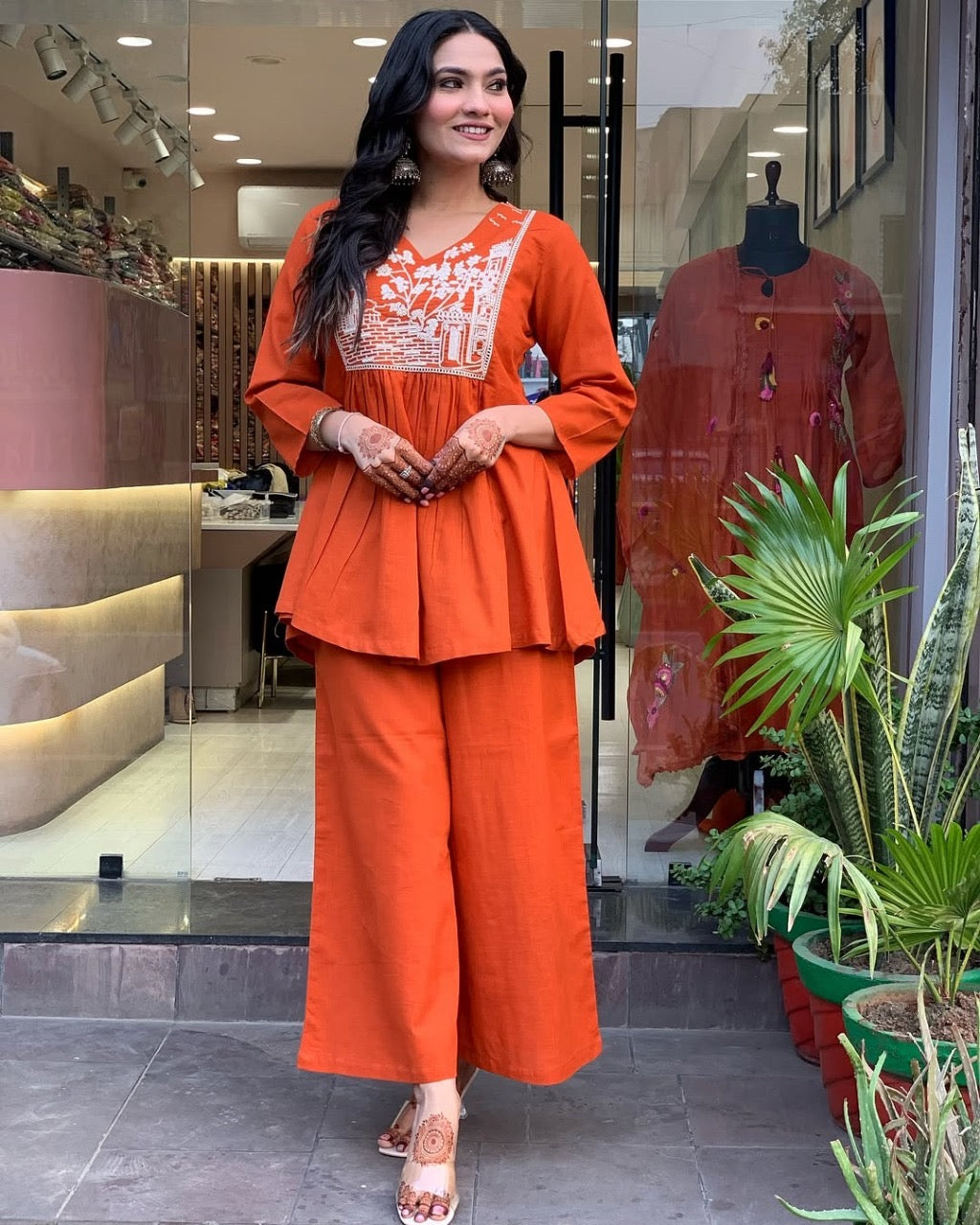 SUMMER-READY PREMIUM COTTON ORANGE CO-ORD SETS