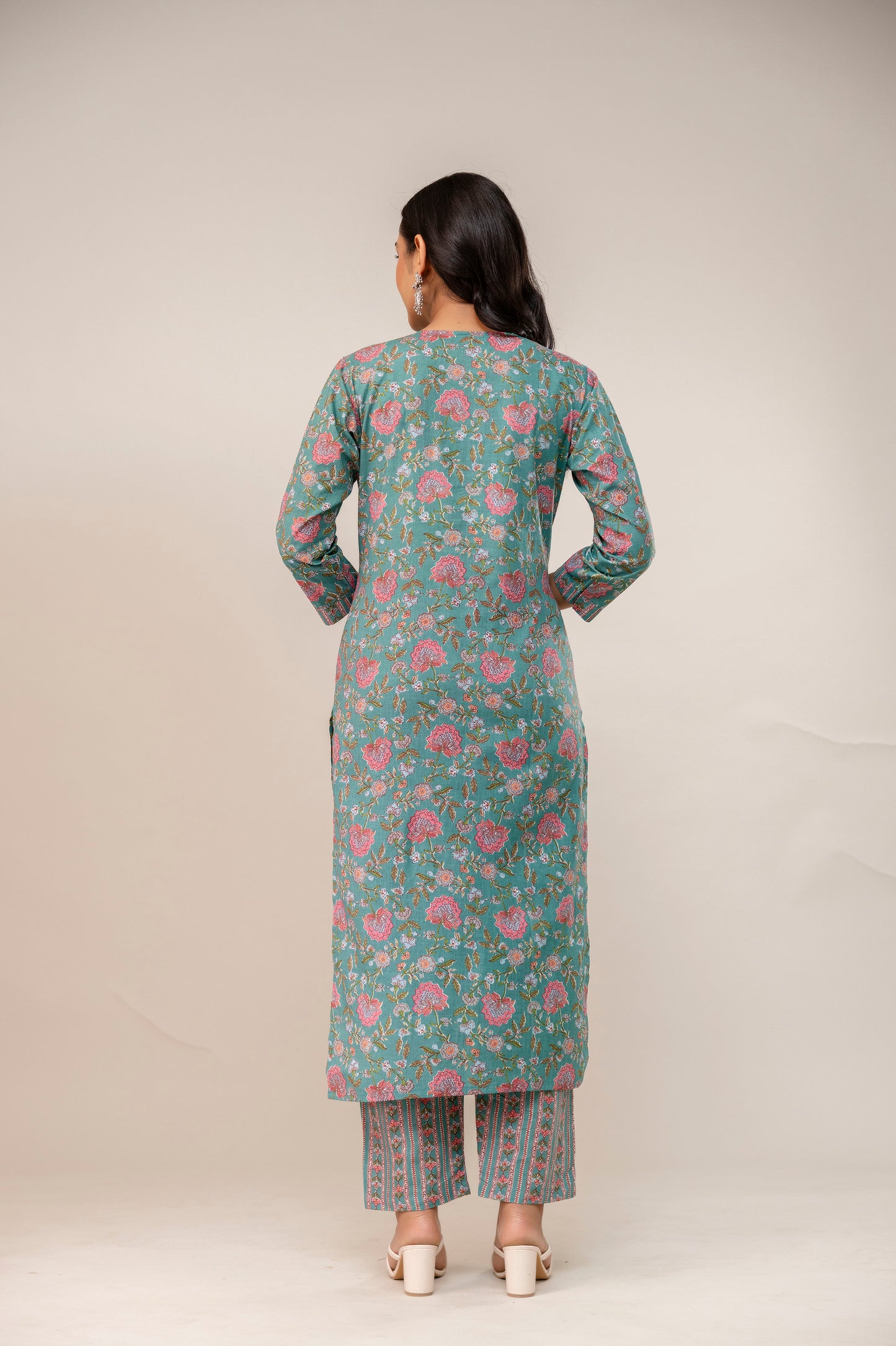 Blossom Breeze Floral Premium Cotton Kurta Pant Set