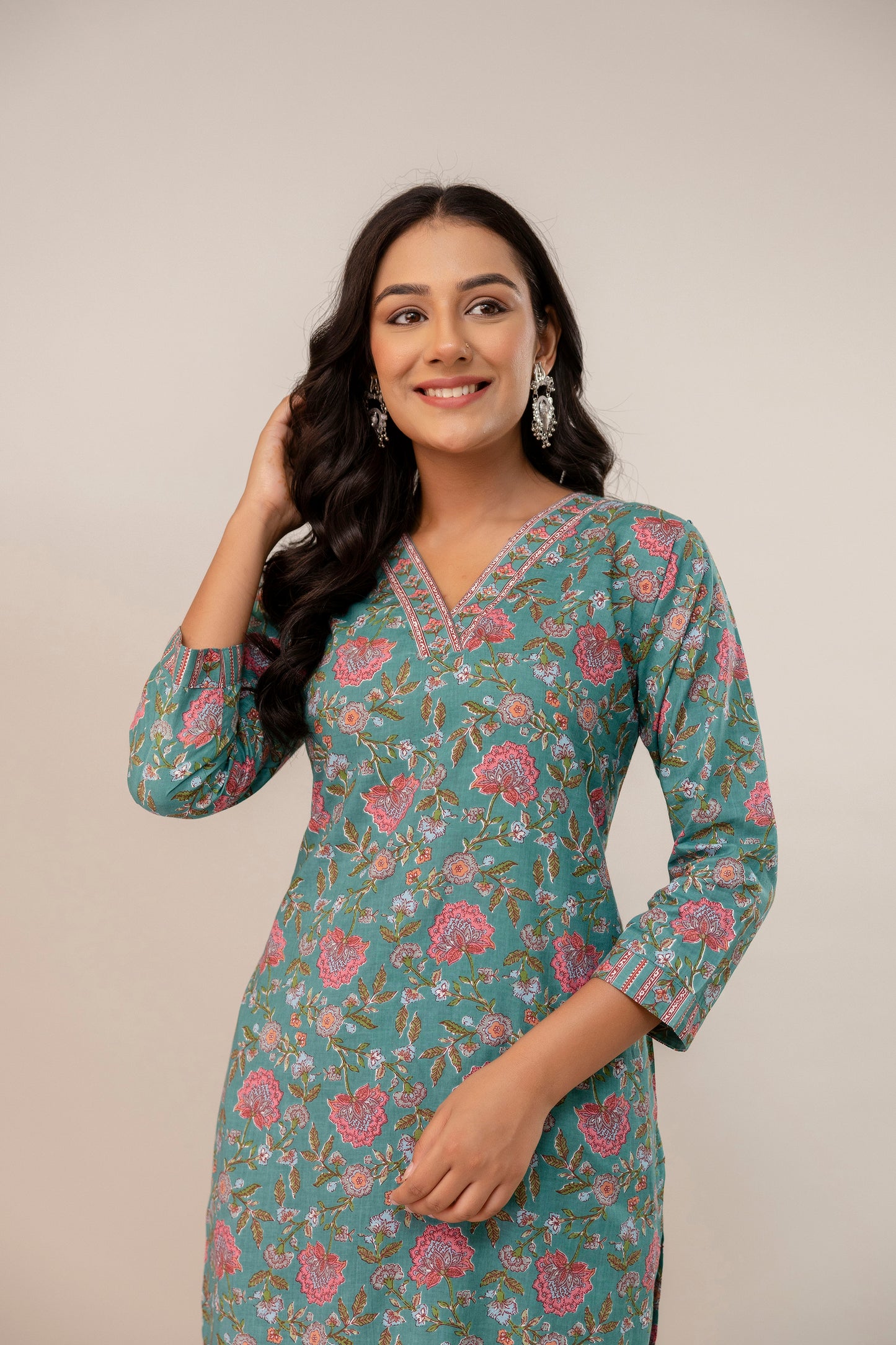 Blossom Breeze Floral Premium Cotton Kurta Pant Set
