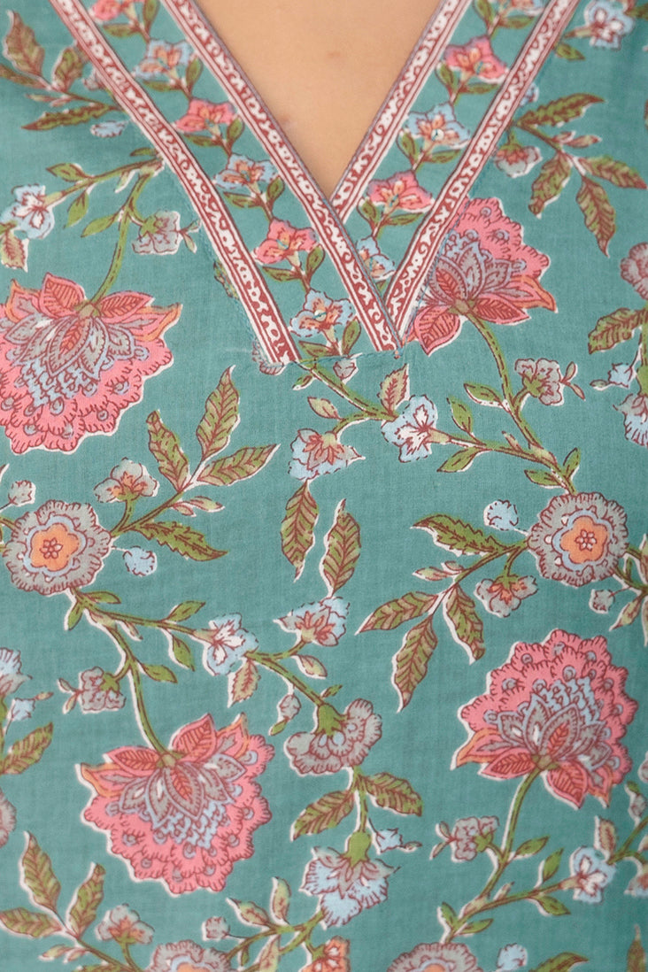 Blossom Breeze Floral Premium Cotton Kurta Pant Set