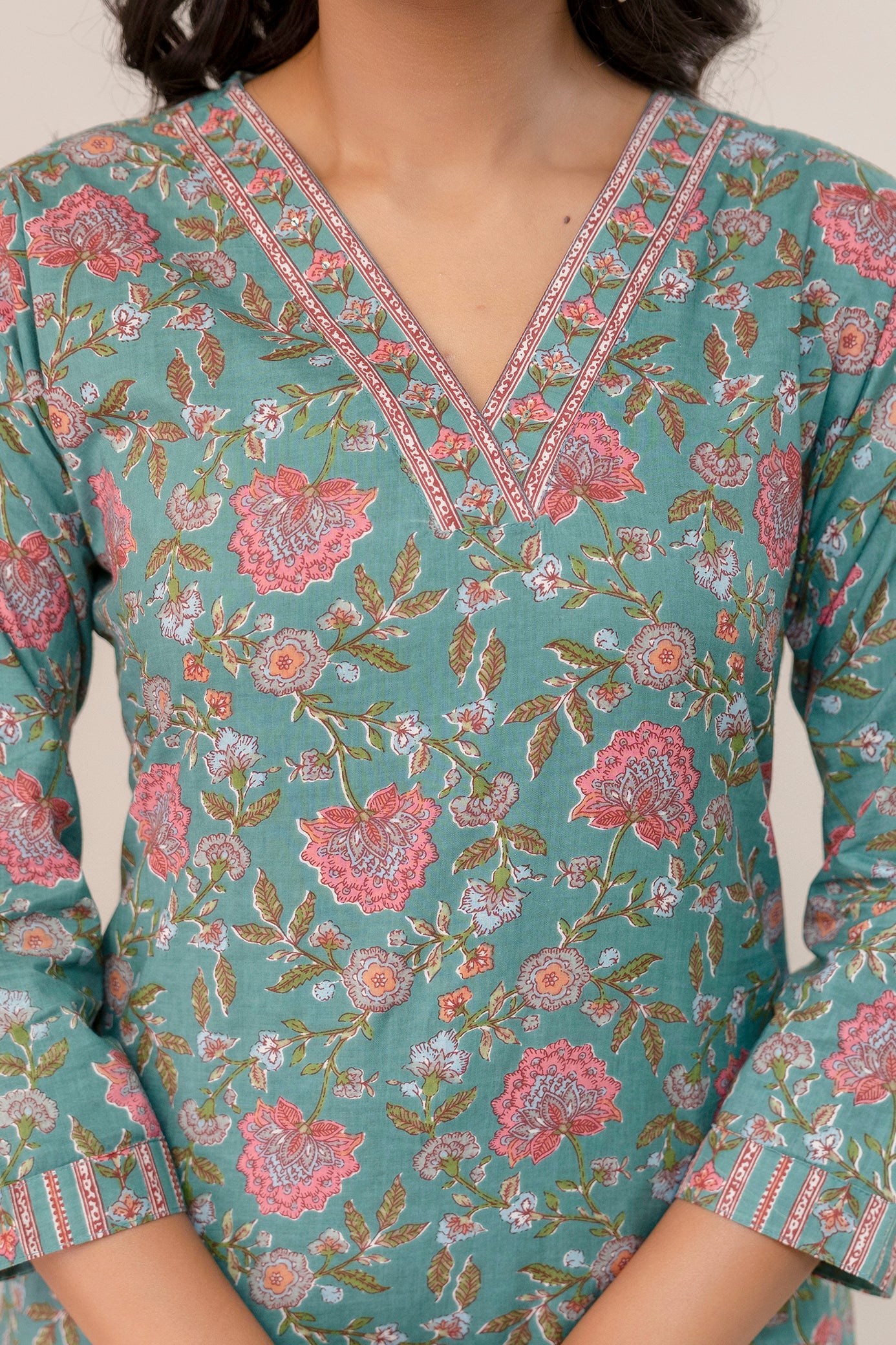 Blossom Breeze Floral Premium Cotton Kurta Pant Set