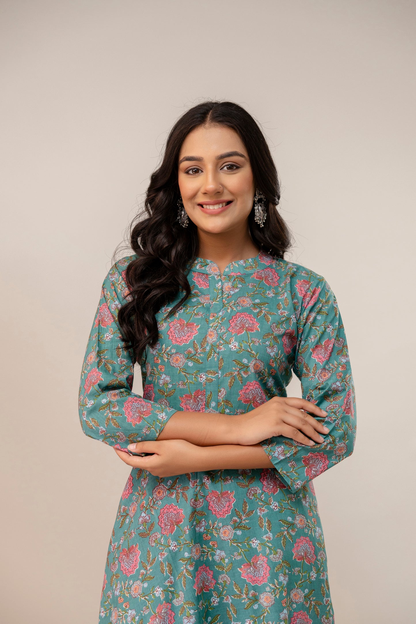 Blossom Breeze Floral Premium Cotton Kurta Pant Set