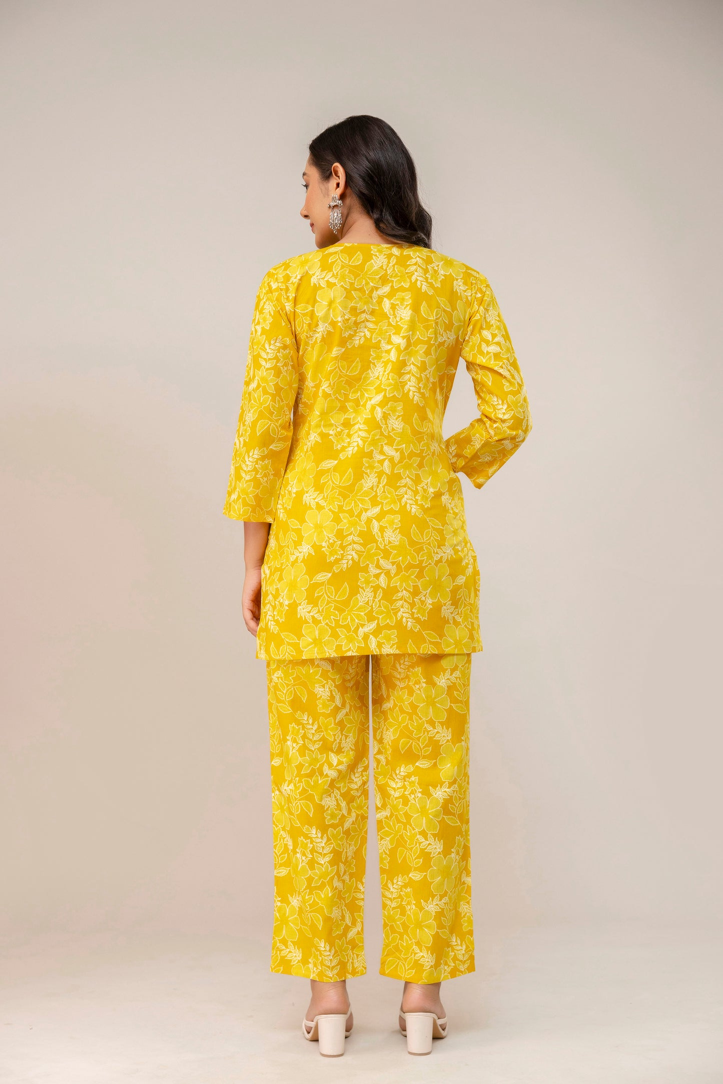 Sunshine Bloom Cotton Kurta Set β Mustard Yellow Floral
