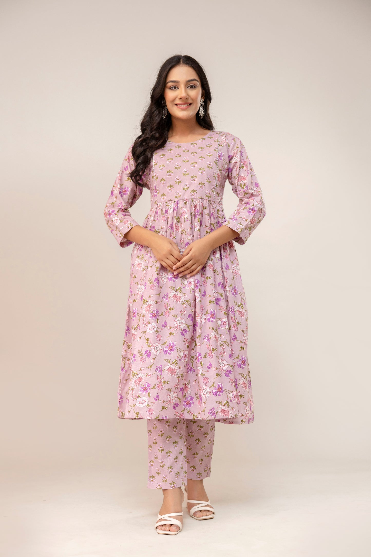 Lilac Lune Anarkali Pattern Cottom Kurta Set