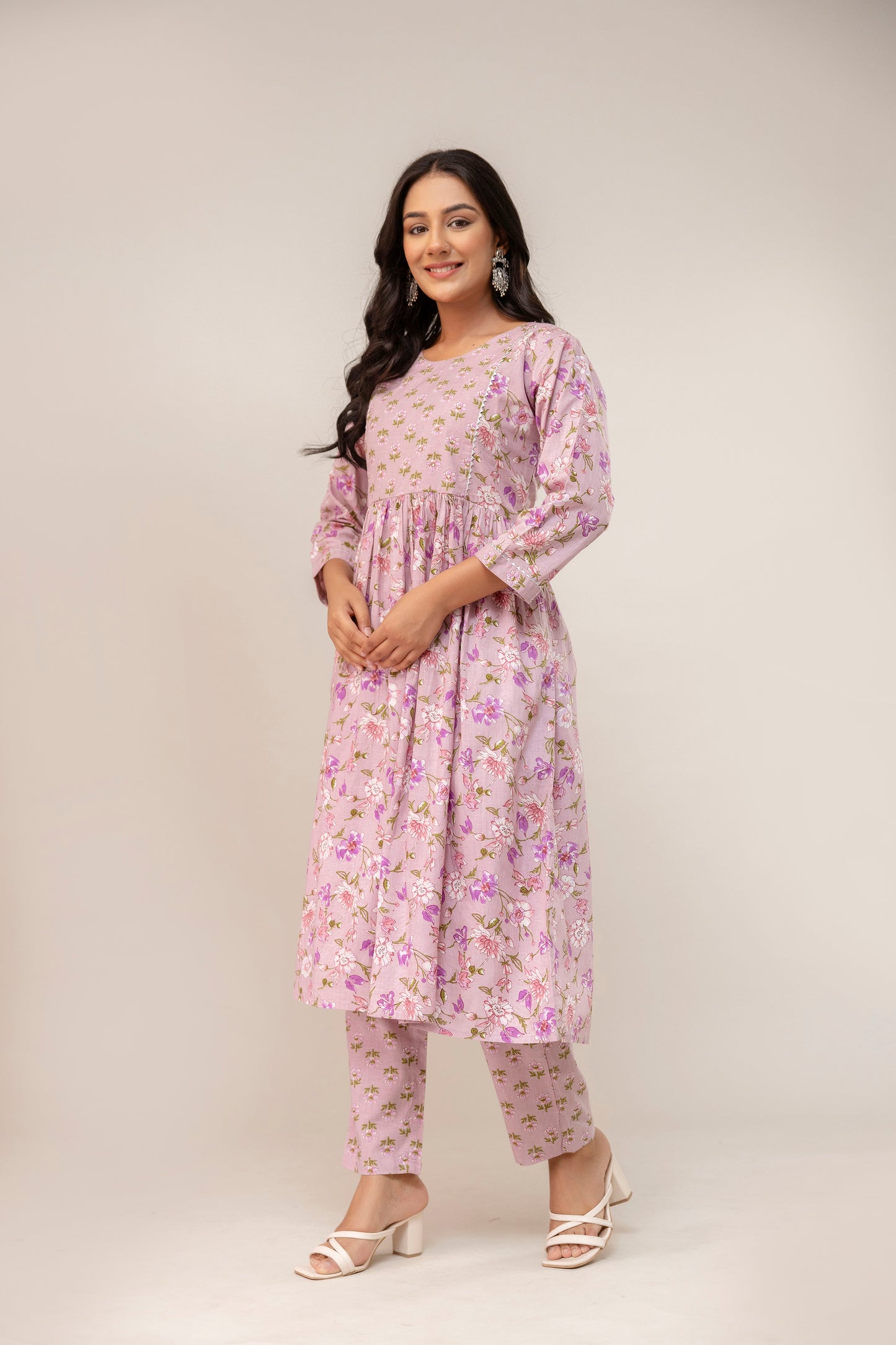 Lilac Lune Anarkali Pattern Cottom Kurta Set