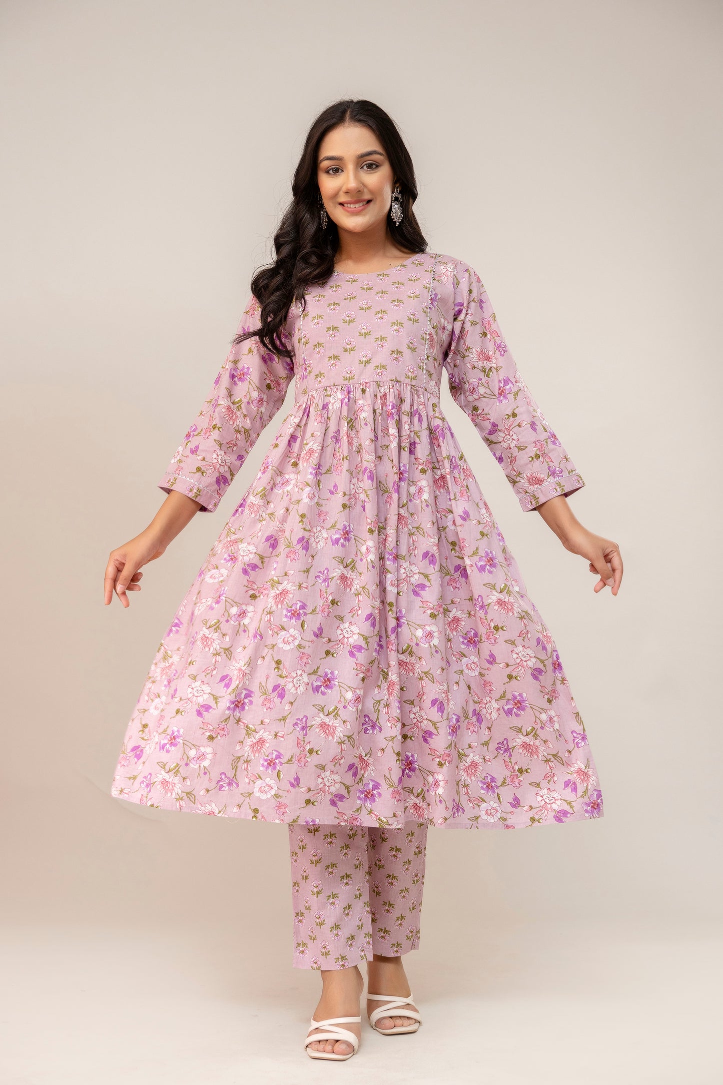 Lilac Lune Anarkali Pattern Cottom Kurta Set