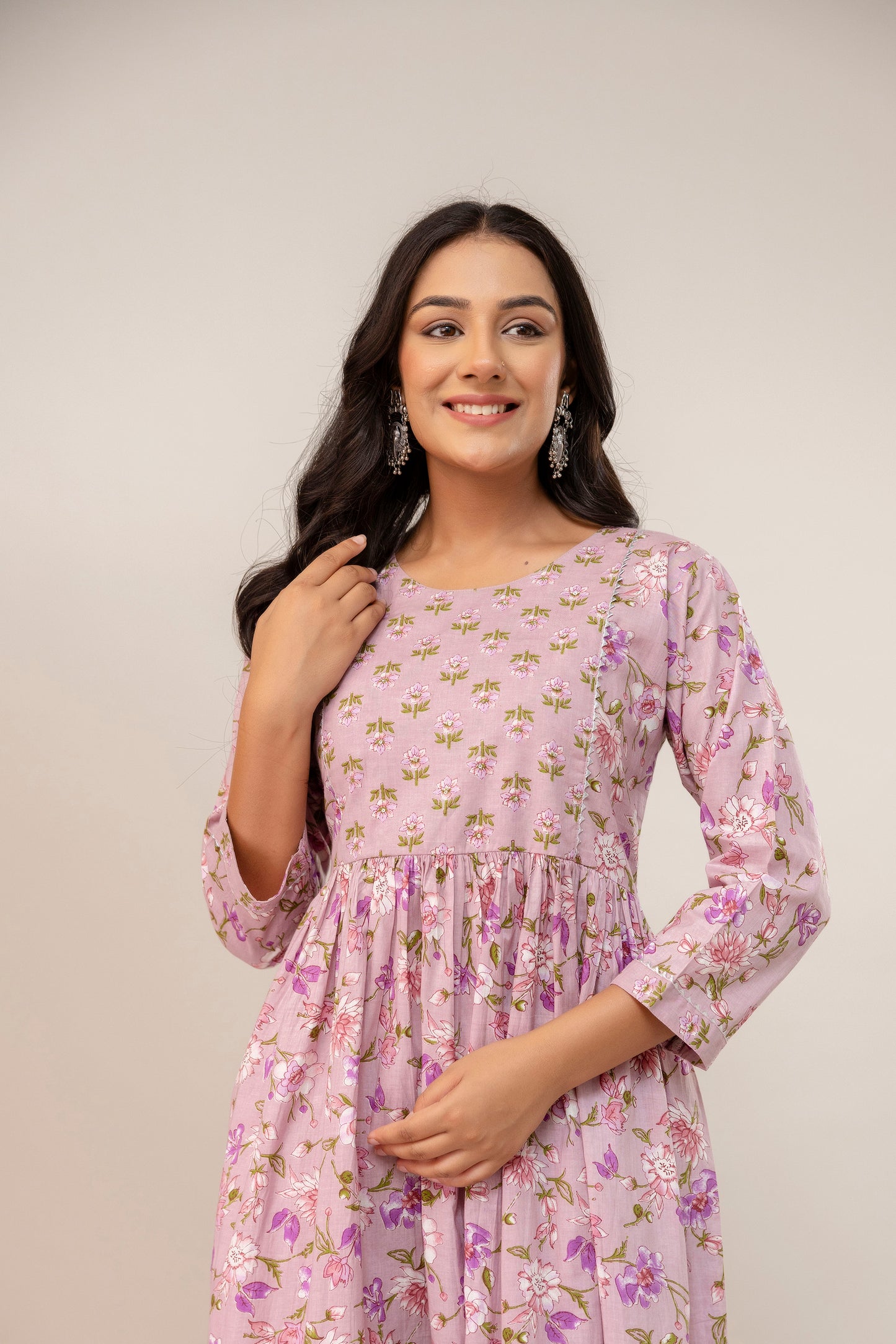 Lilac Lune Anarkali Pattern Cottom Kurta Set