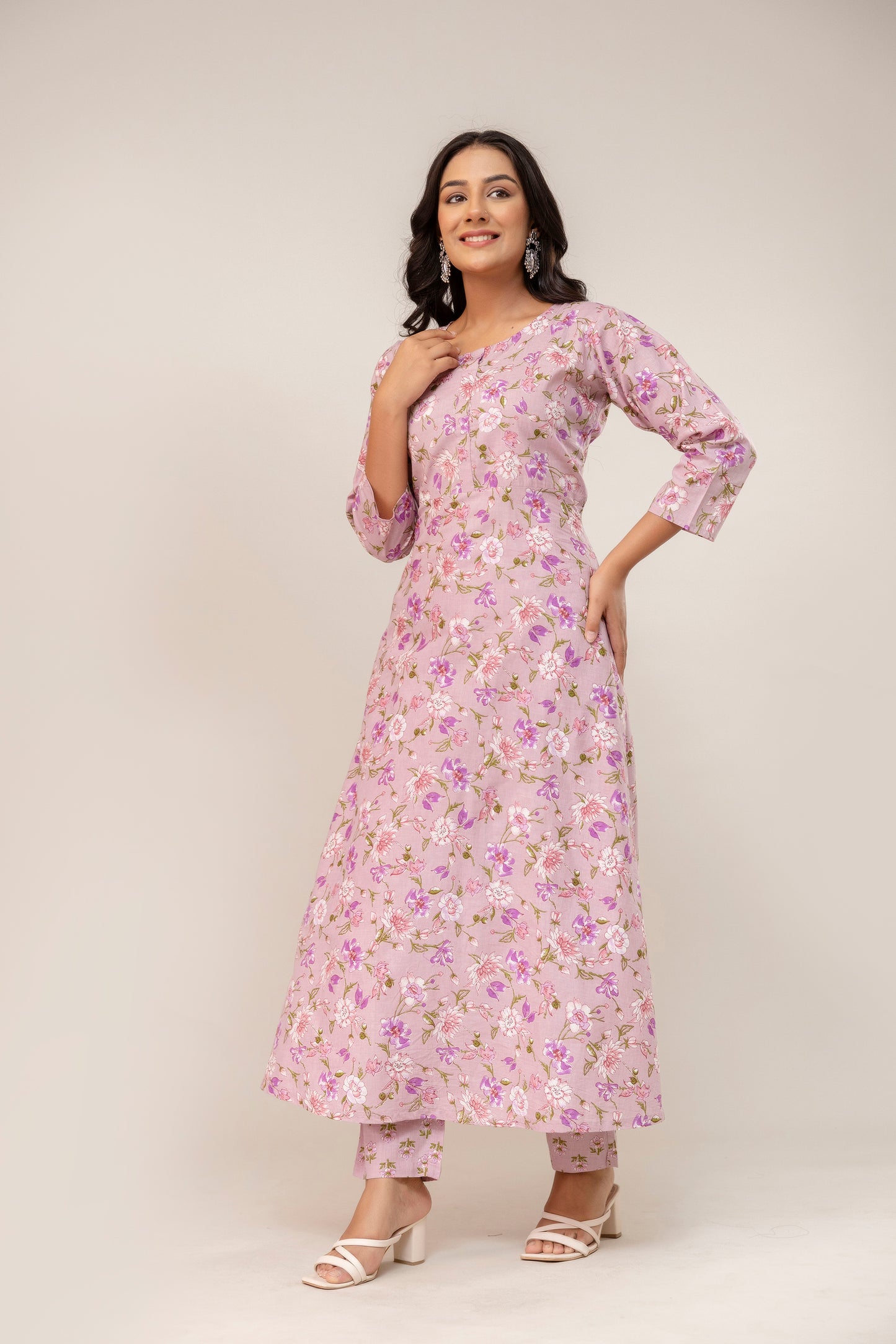 Blush Sonata Flared Premium Cotton Kurta Set