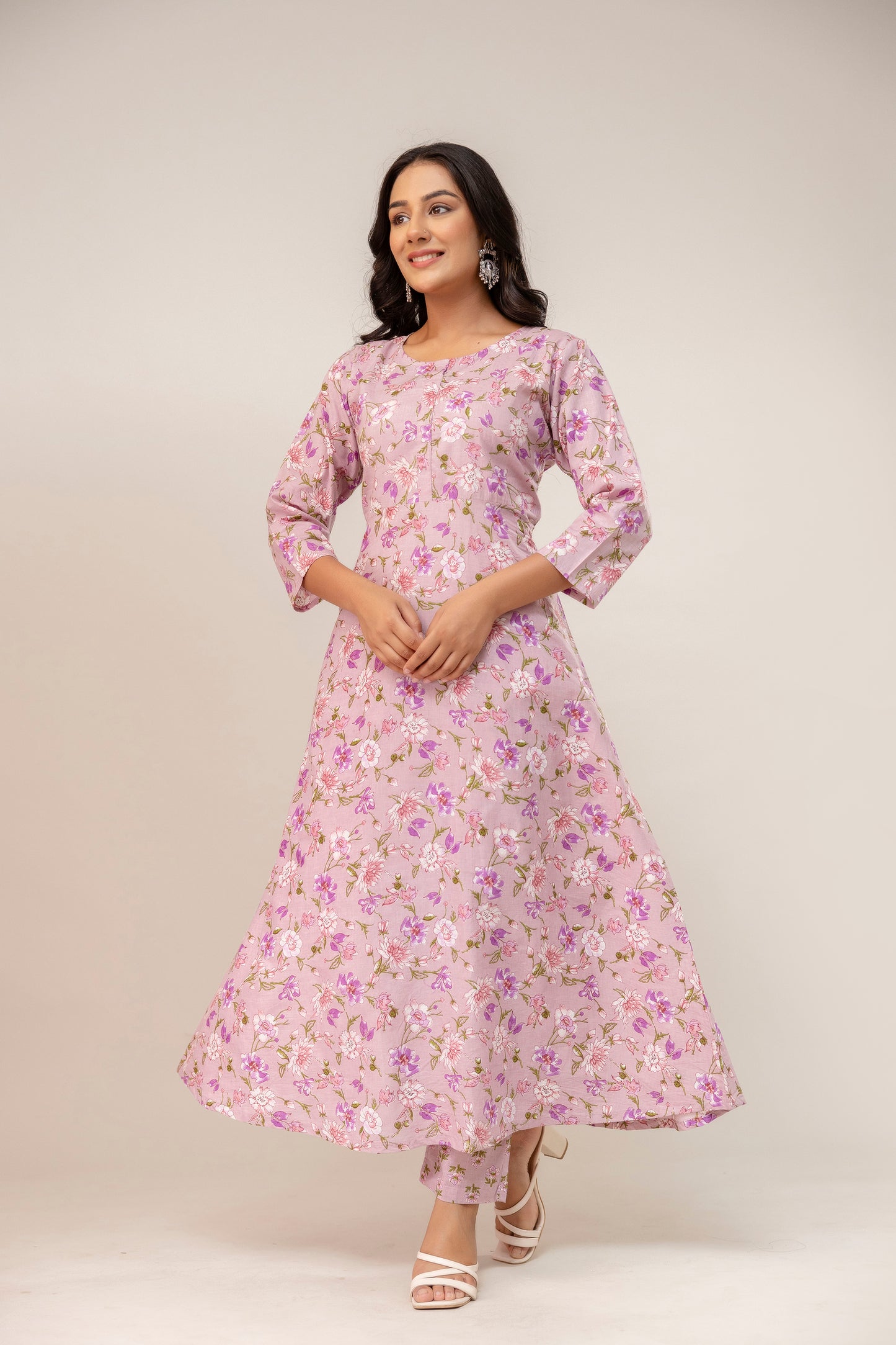 Blush Sonata Flared Premium Cotton Kurta Set