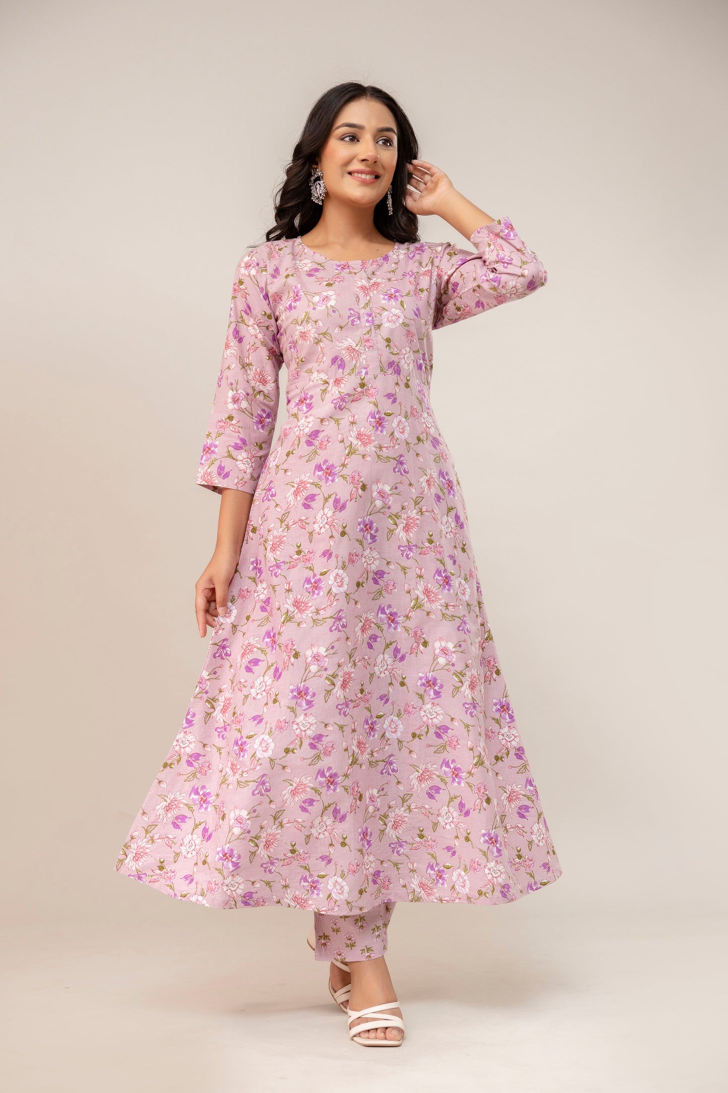 Blush Sonata Flared Premium Cotton Kurta Set
