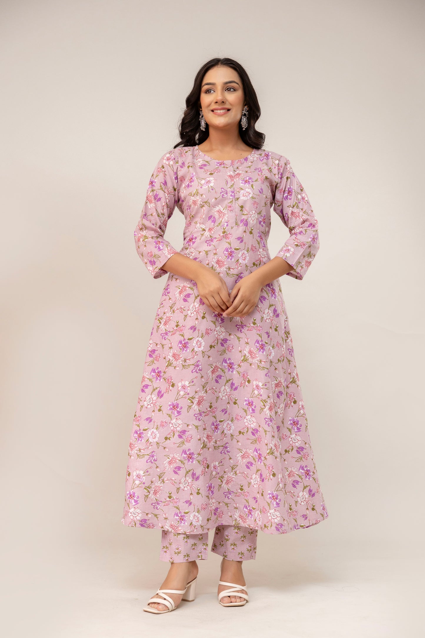 Blush Sonata Flared Premium Cotton Kurta Set