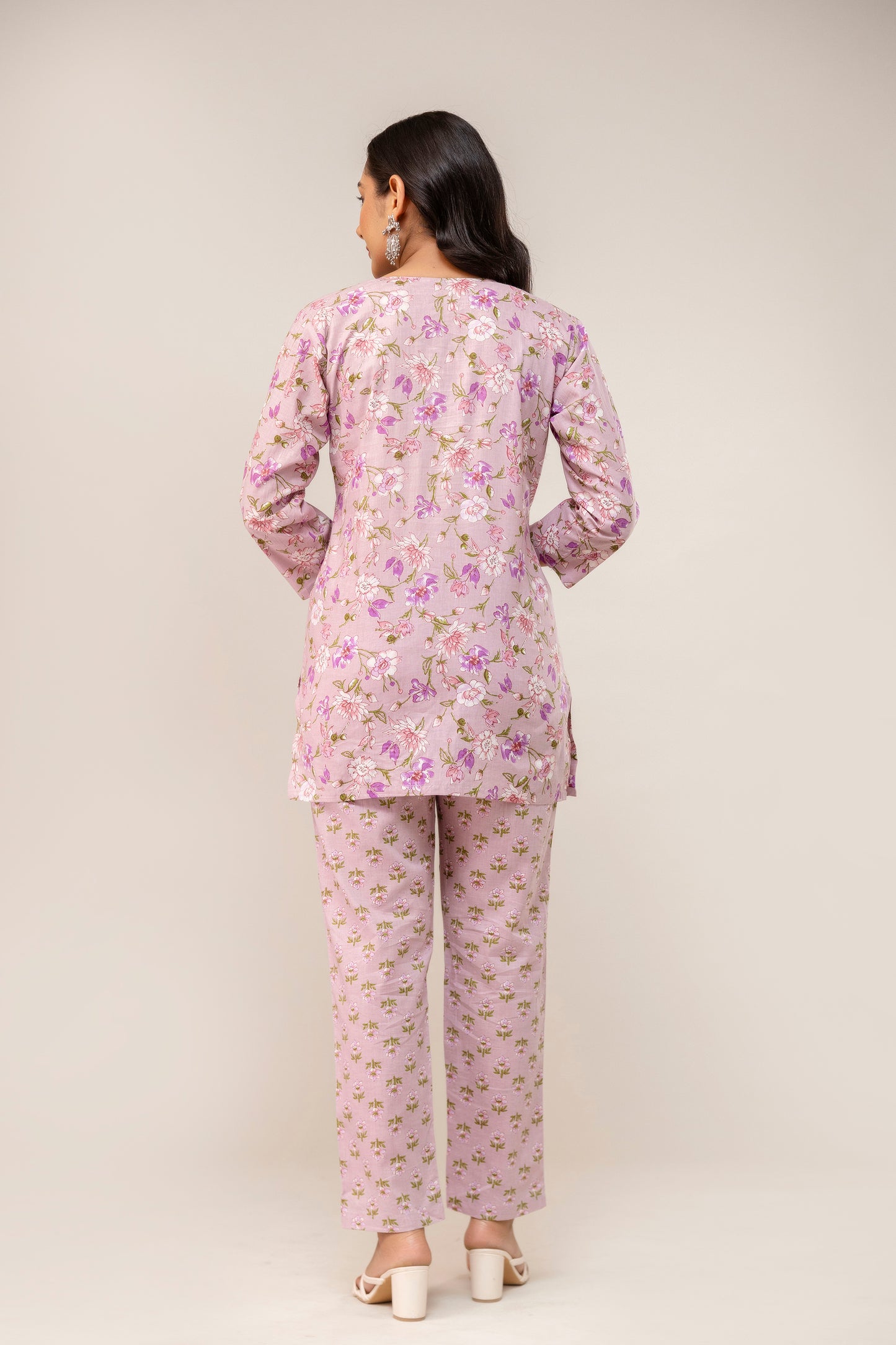 Blush Bloom Printed Cotton Kurta Pant Set