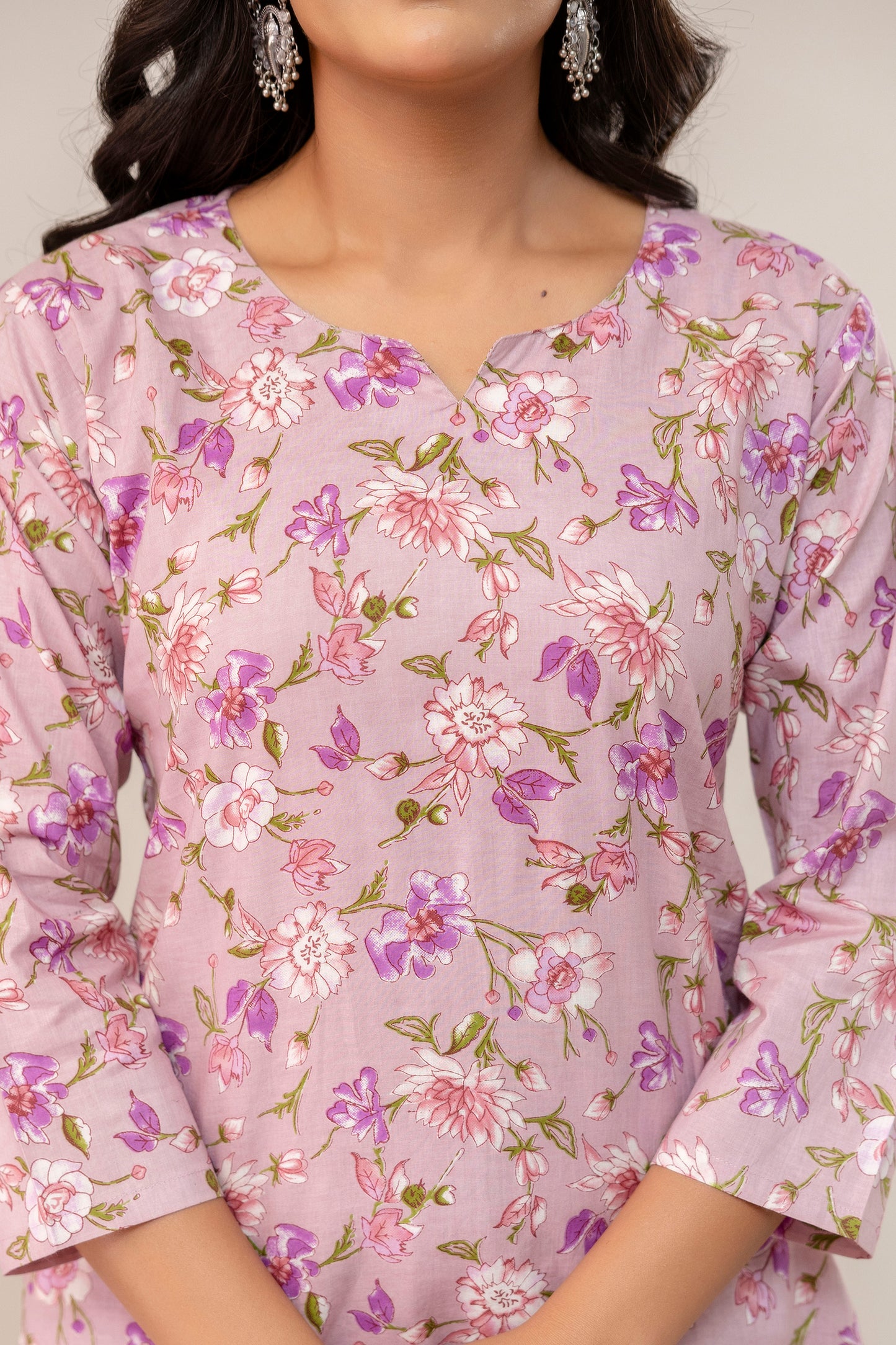 Blush Bloom Printed Cotton Kurta Pant Set