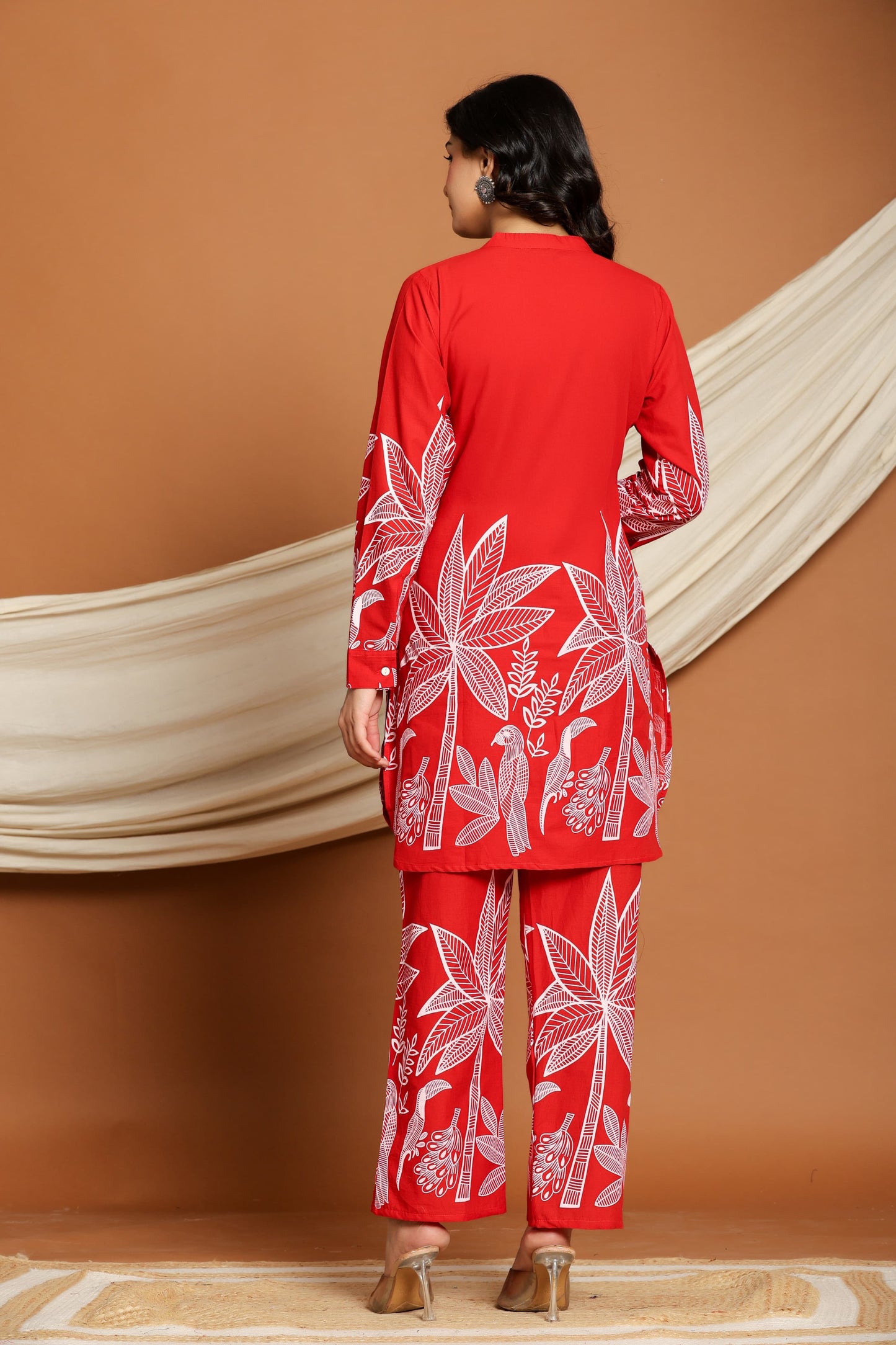 Classy Red Cotton Co-ord Set