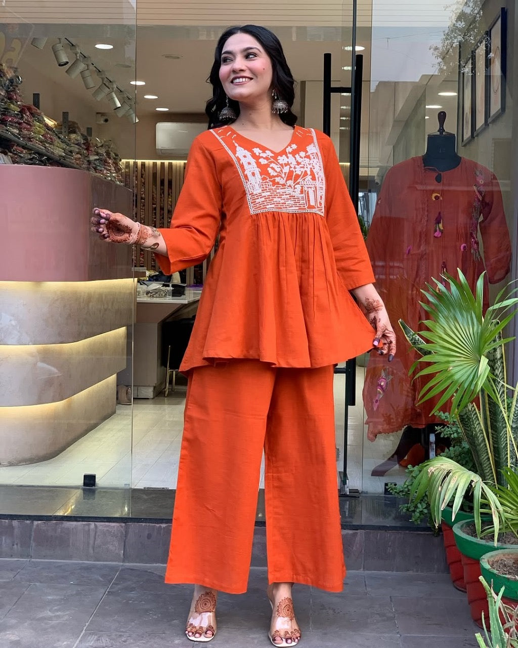 SUMMER-READY PREMIUM COTTON ORANGE CO-ORD SETS