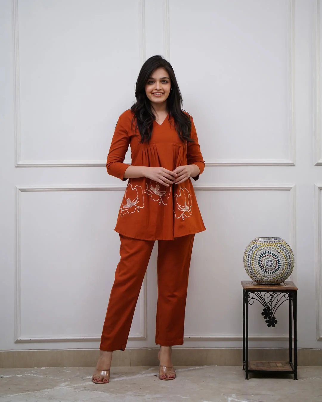 Rust Cotton Printed Co-Ord Set