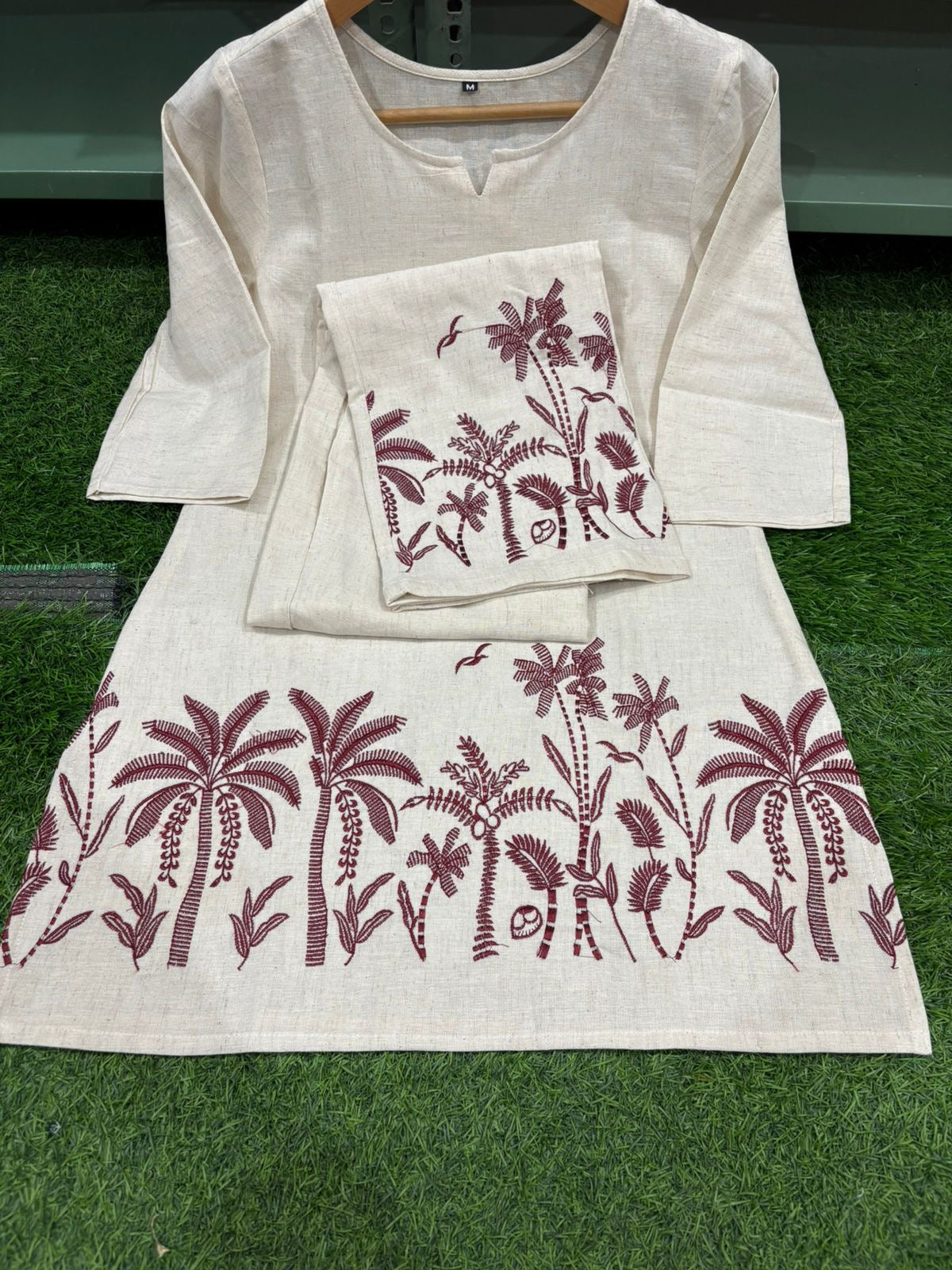 WHITE COTTON EMBROIDERED CO-ORD SET FOR WOMEN