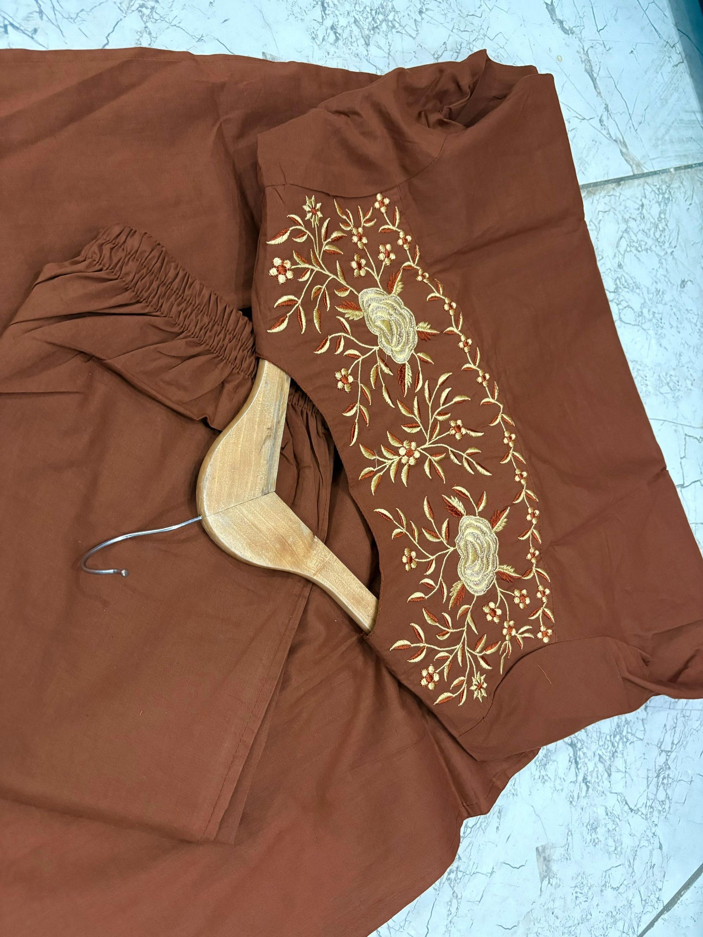 Easy Breezy Summer Brown Cotton Kurta Pant Set