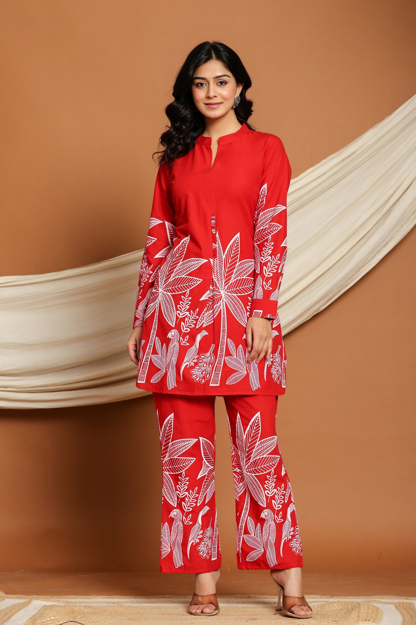 Classy Red Cotton Co-ord Set