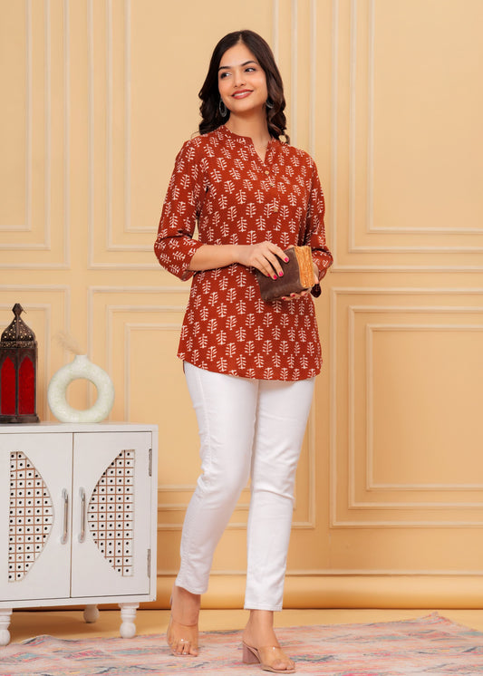 Maroon Straight Tunic Top