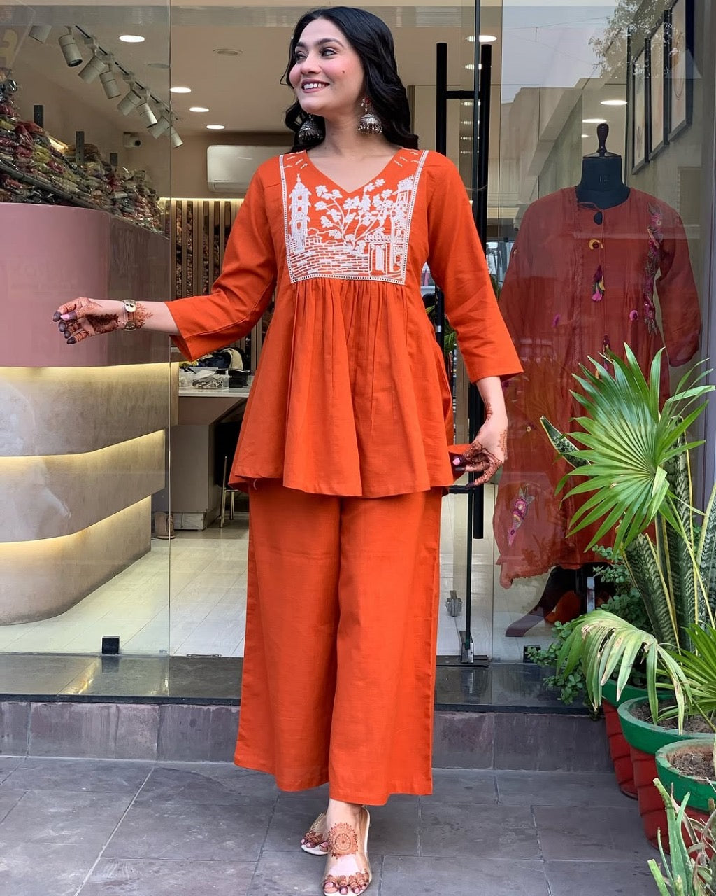 SUMMER-READY PREMIUM COTTON ORANGE CO-ORD SETS