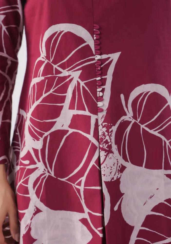 Burgundy Floral Cotton Co-ord Set