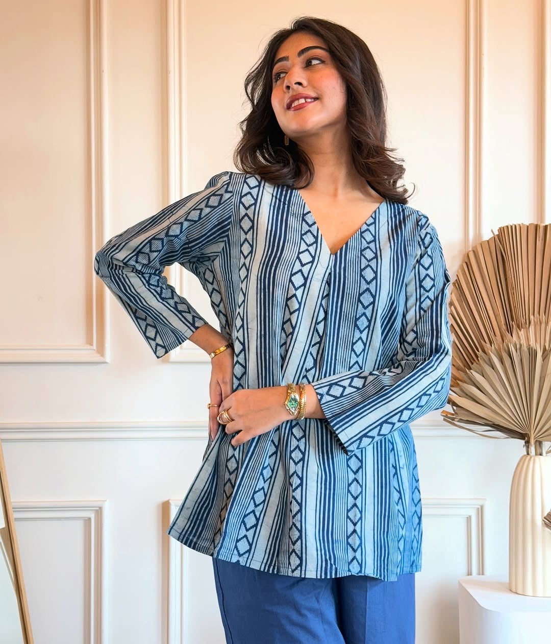 Elegant Blue Ensemble Cotton Kurta Pant