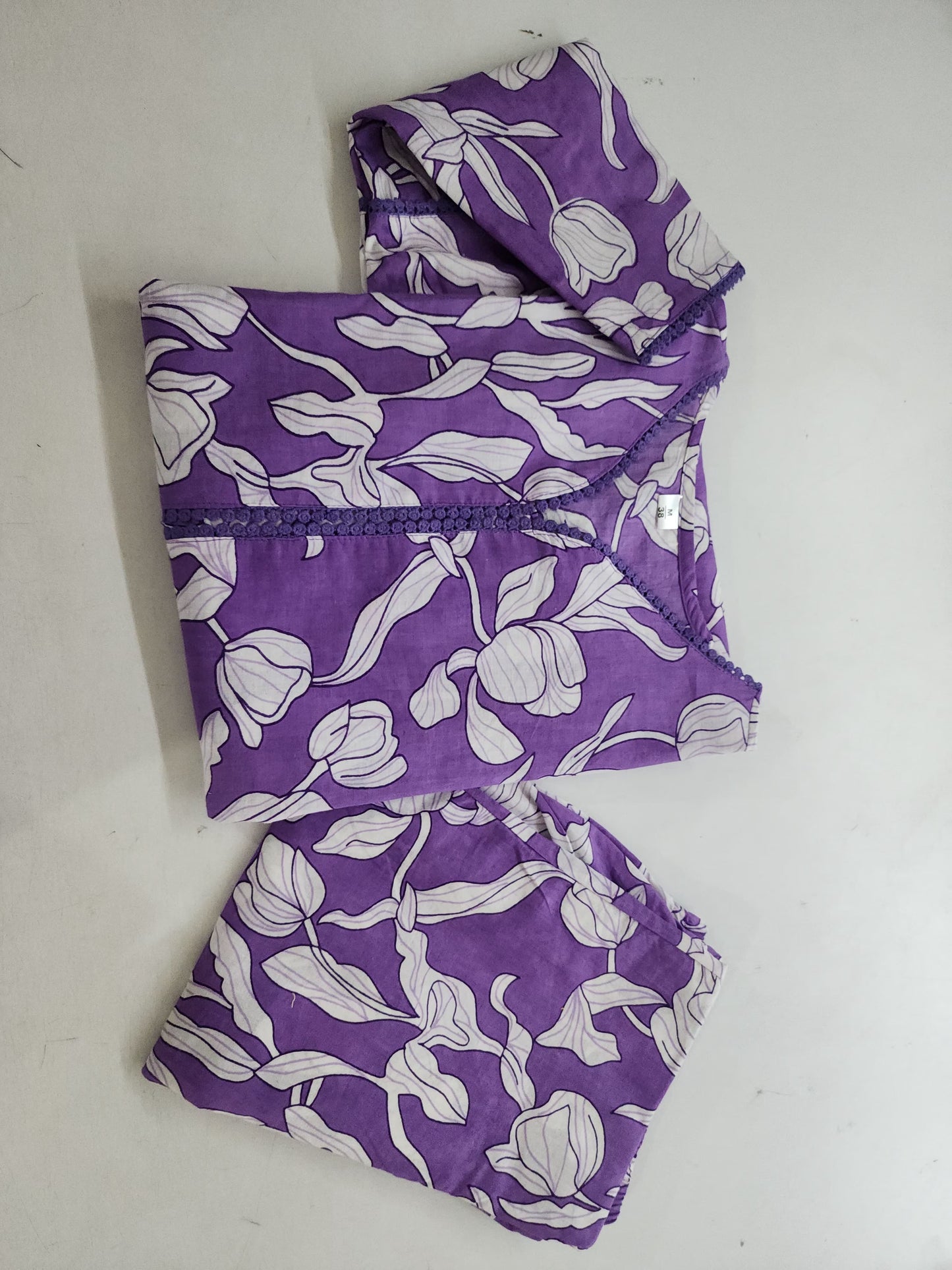 Premium Purple Floral Cotton Kurta Set