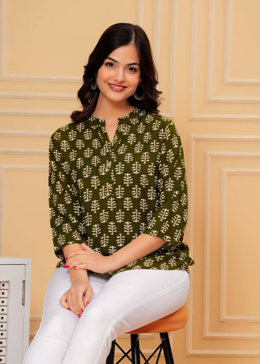 Green Straight Tunic Top