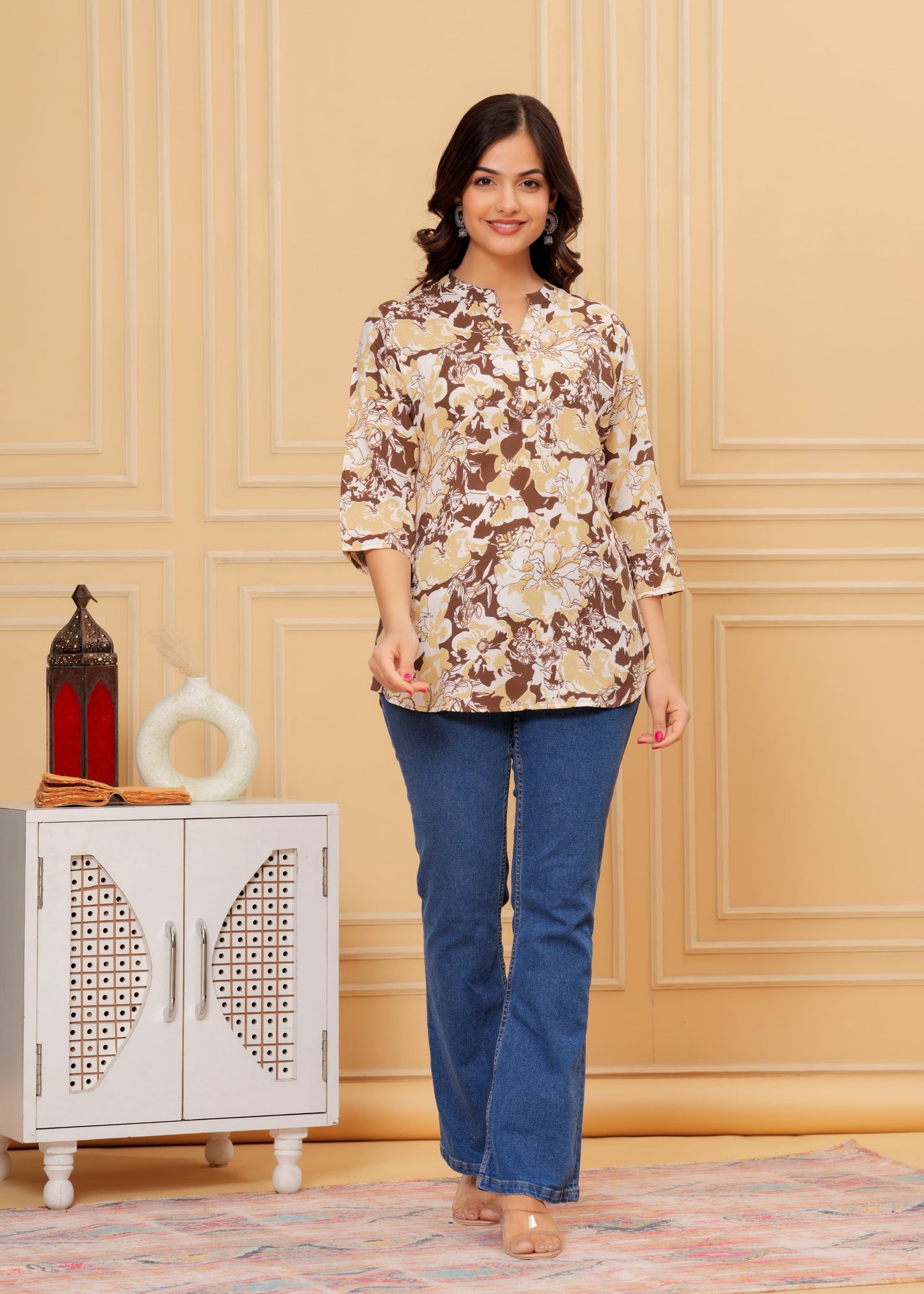 Cotton short kurti floral printed