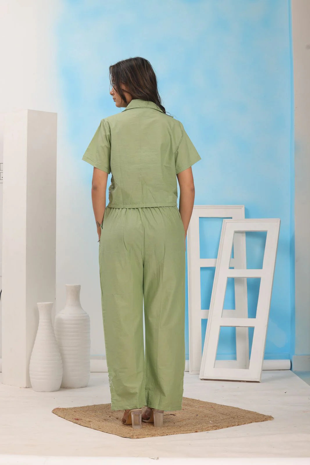 Olive Green Embroidered Co-Ord Set