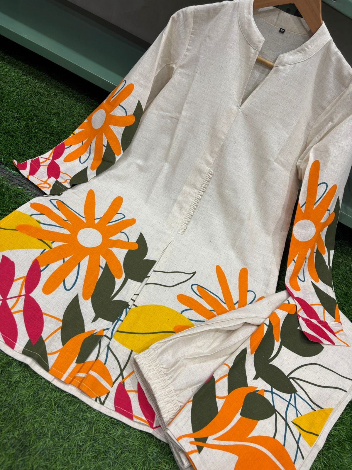 Ivory Cotton Tropical Printed Cotton Co-Ord Set for Summer