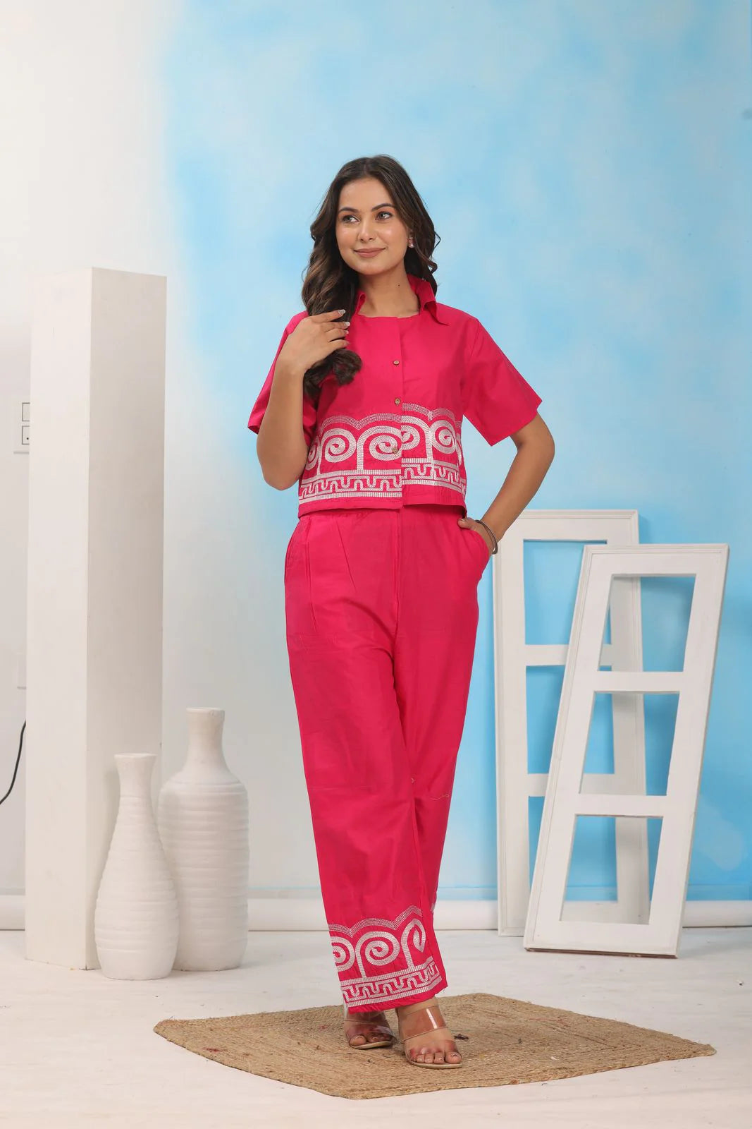 Pink Embroidered Co-Ord Set