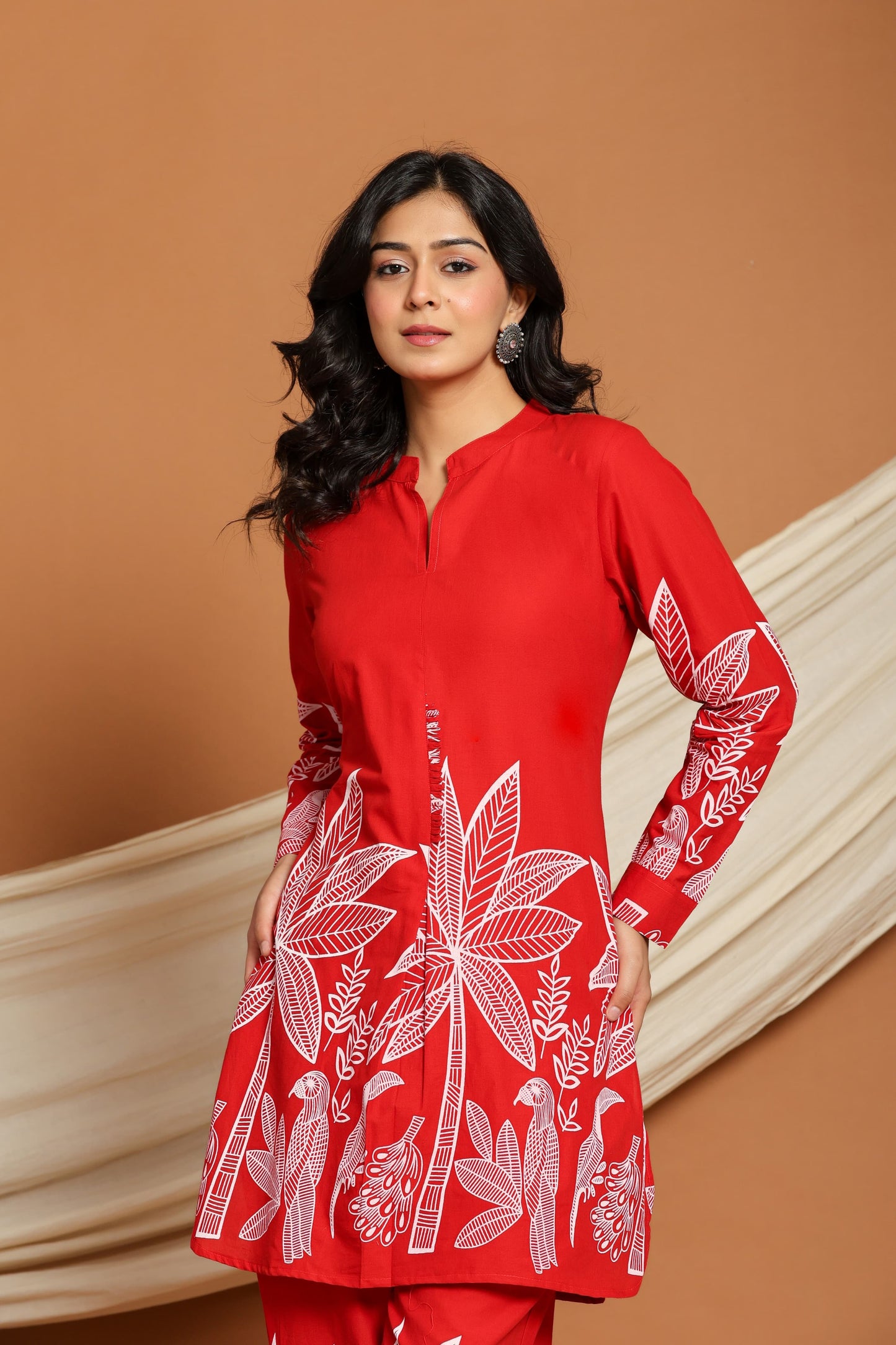 Classy Red Cotton Co-ord Set