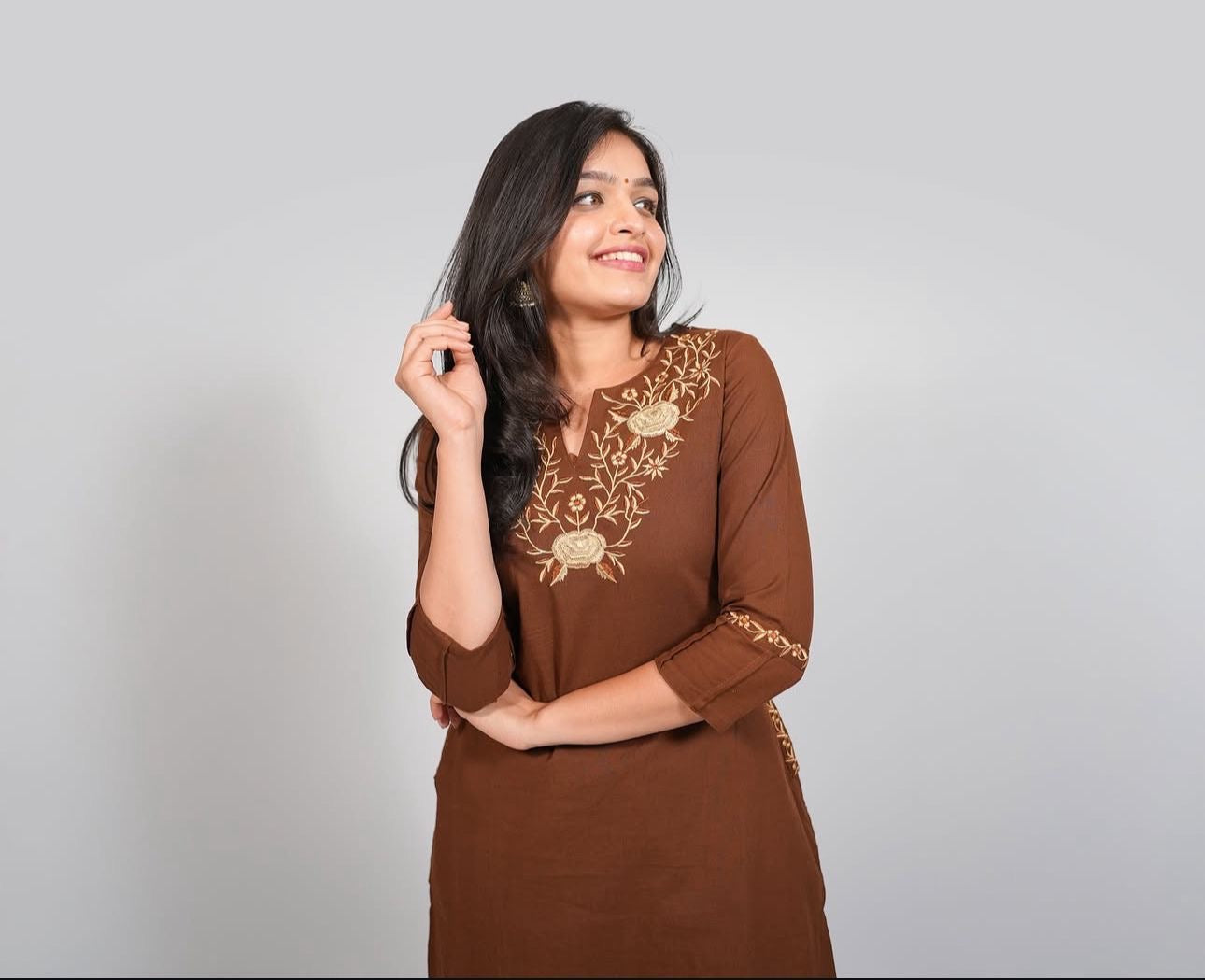 Easy Breezy Summer Brown Cotton Kurta Pant Set