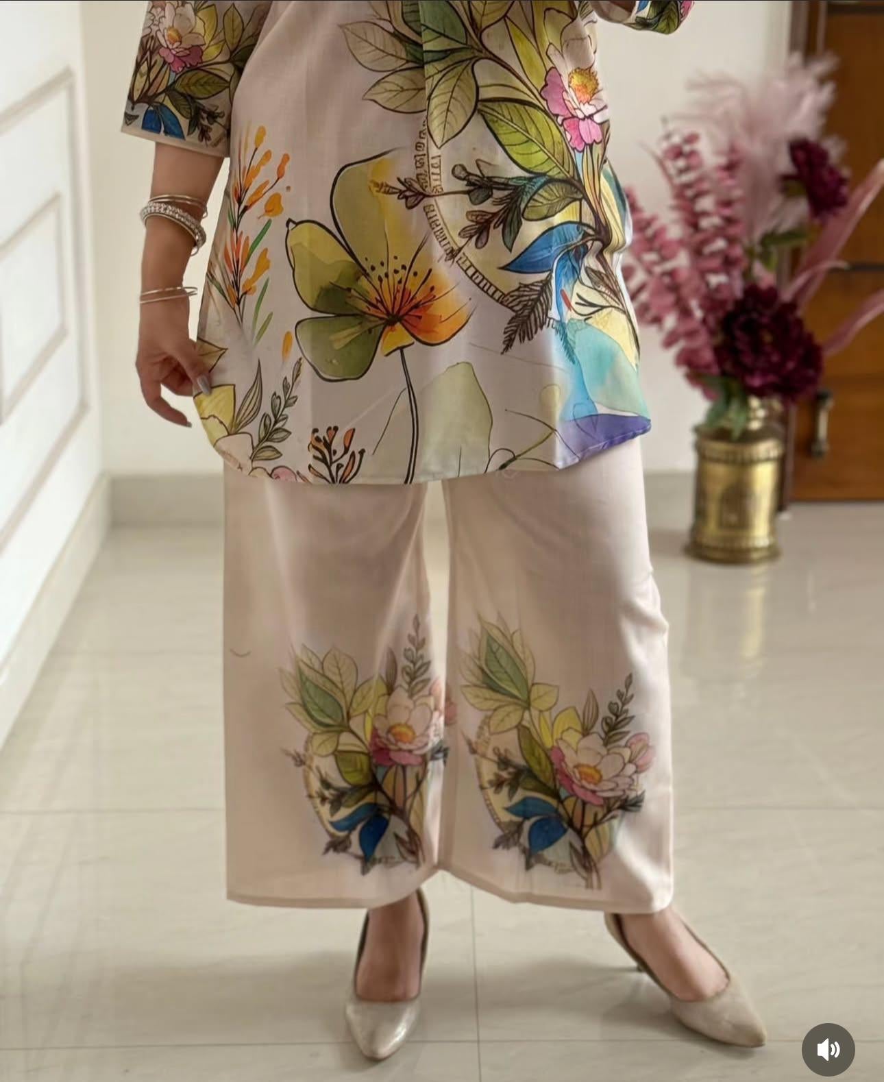Blooming Elegance Off White Cotton Co-Ord Set