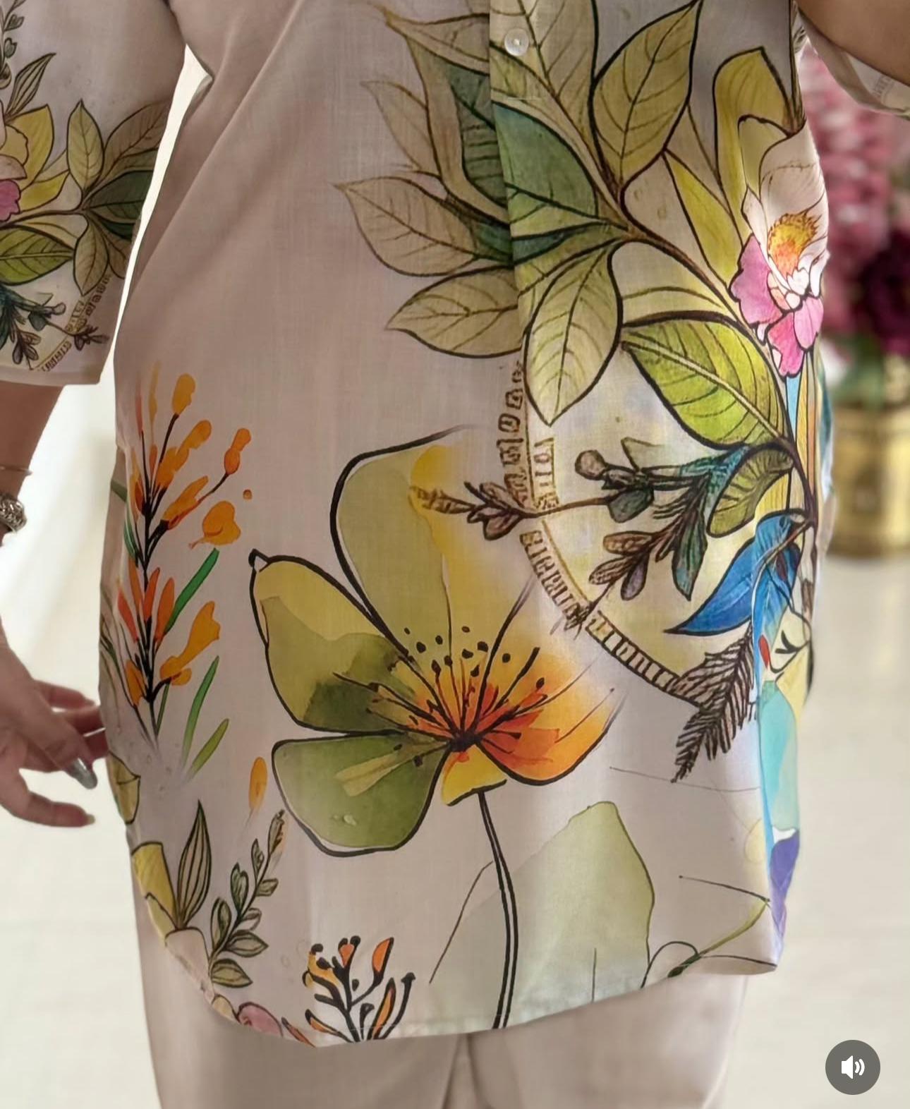 Blooming Elegance Off White Cotton Co-Ord Set