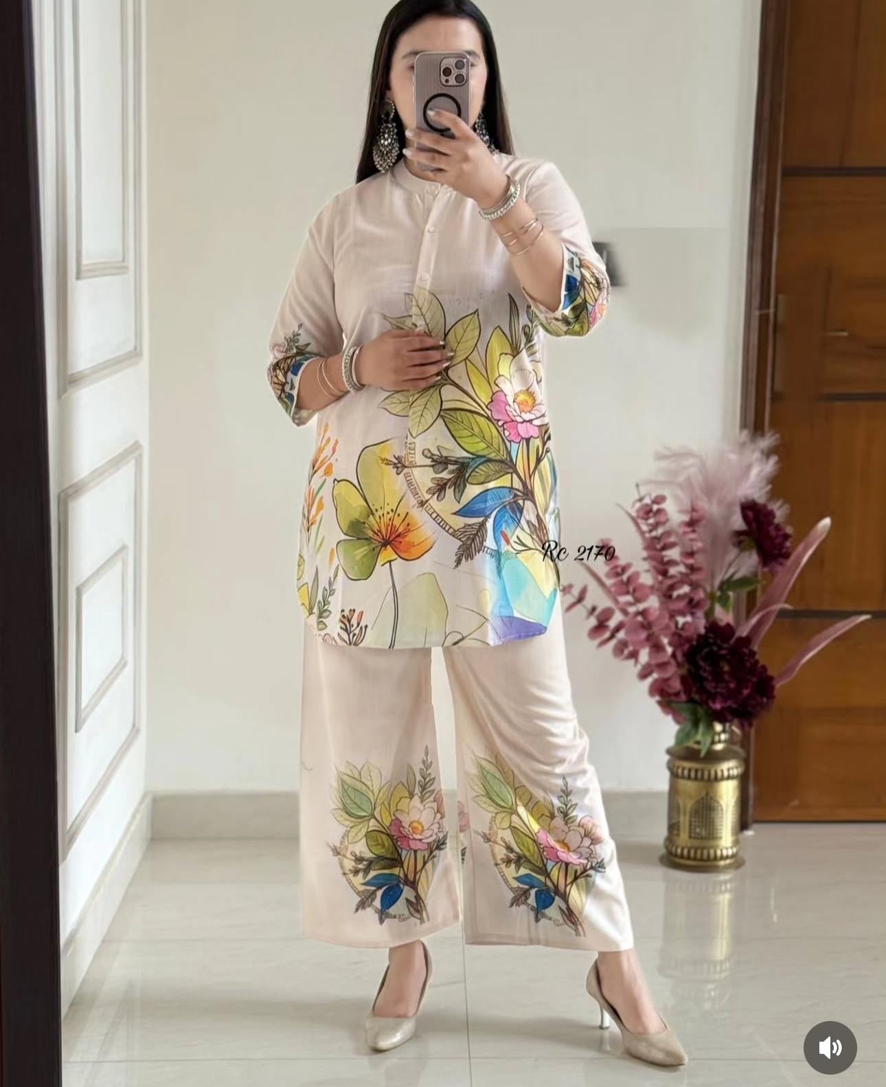 Blooming Elegance Off White Cotton Co-Ord Set