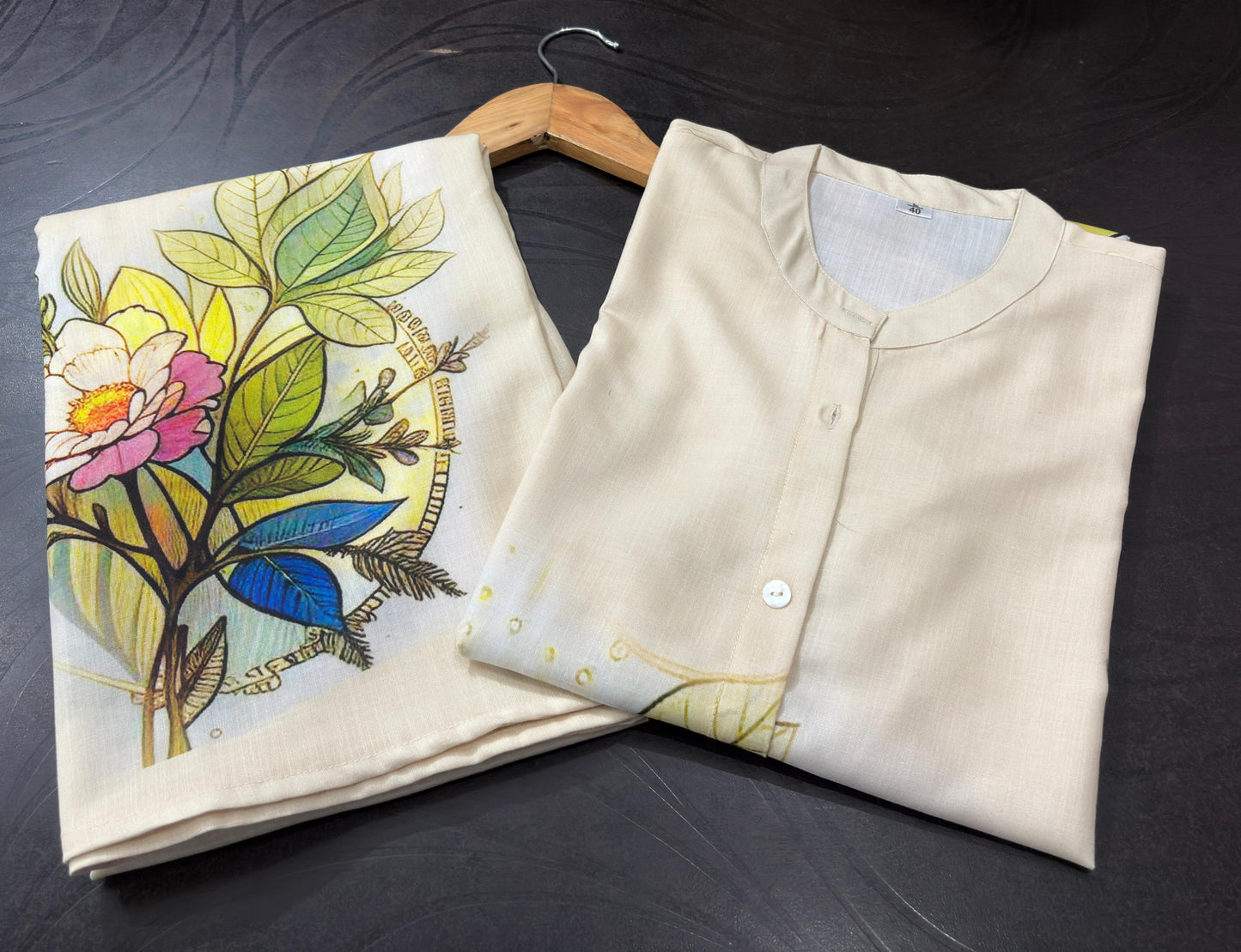 Blooming Elegance Off White Cotton Co-Ord Set