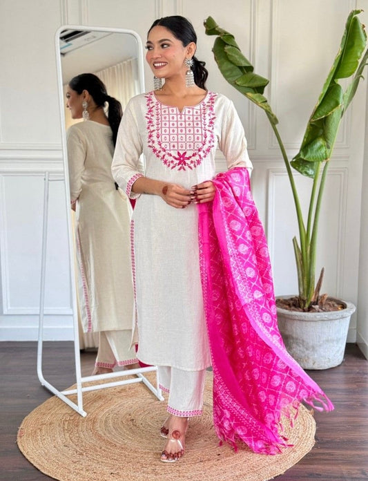 HEAVY COTTON PINK EMBROIDERY BORDER KURTI