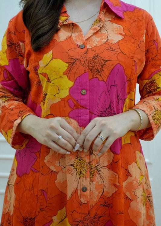 Sunset Bloom Cotton Kurta Set