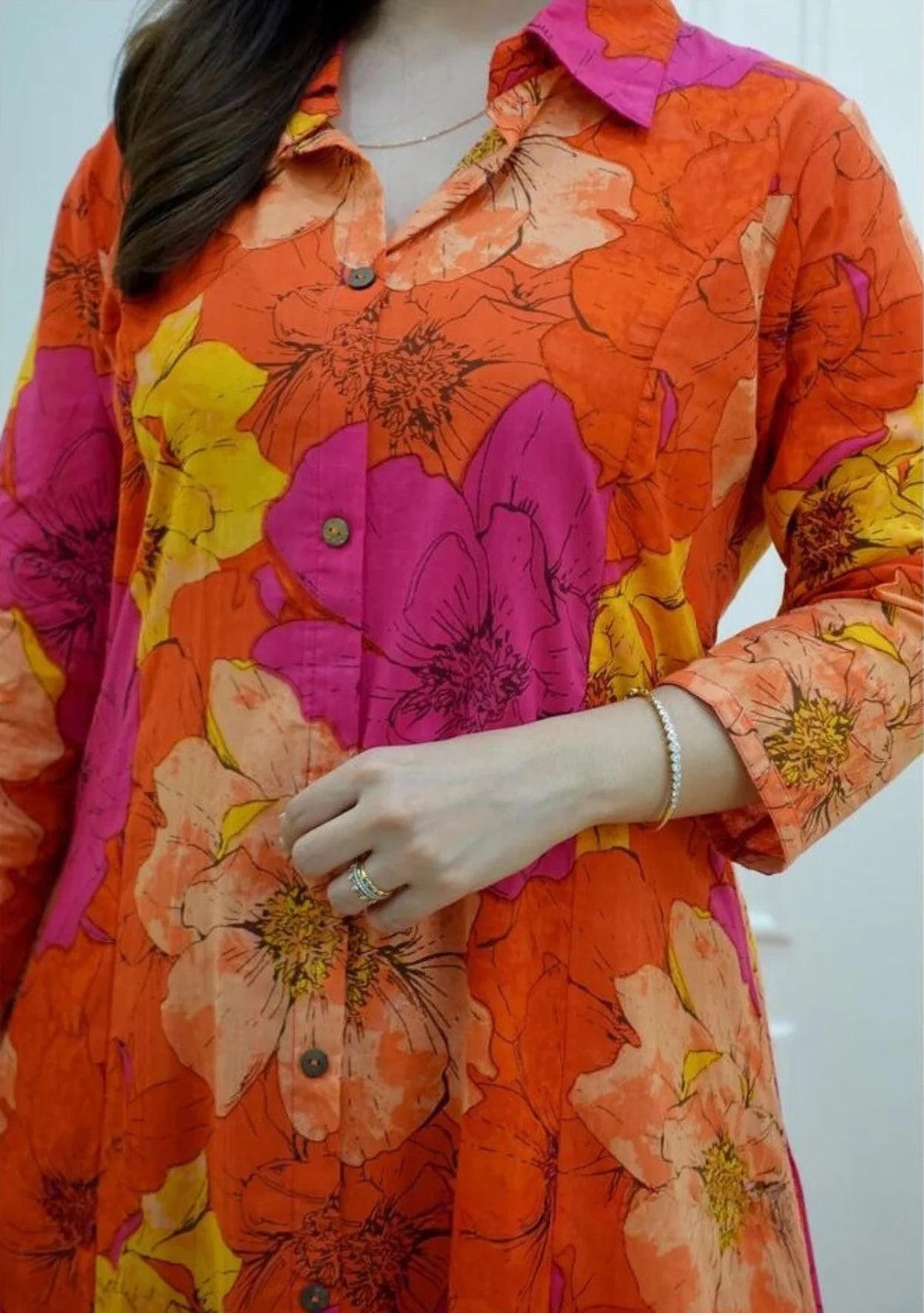 Sunset Bloom Cotton Kurta Set
