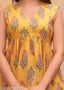 Women's Printed Yellow Cotton Sleeveless A-Line Kurti Top – Ethnic Floral Design | Casual & Festive Wear