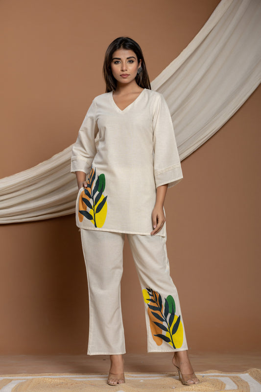 Palm Serenity Cotton Co-Ord Set for Summer