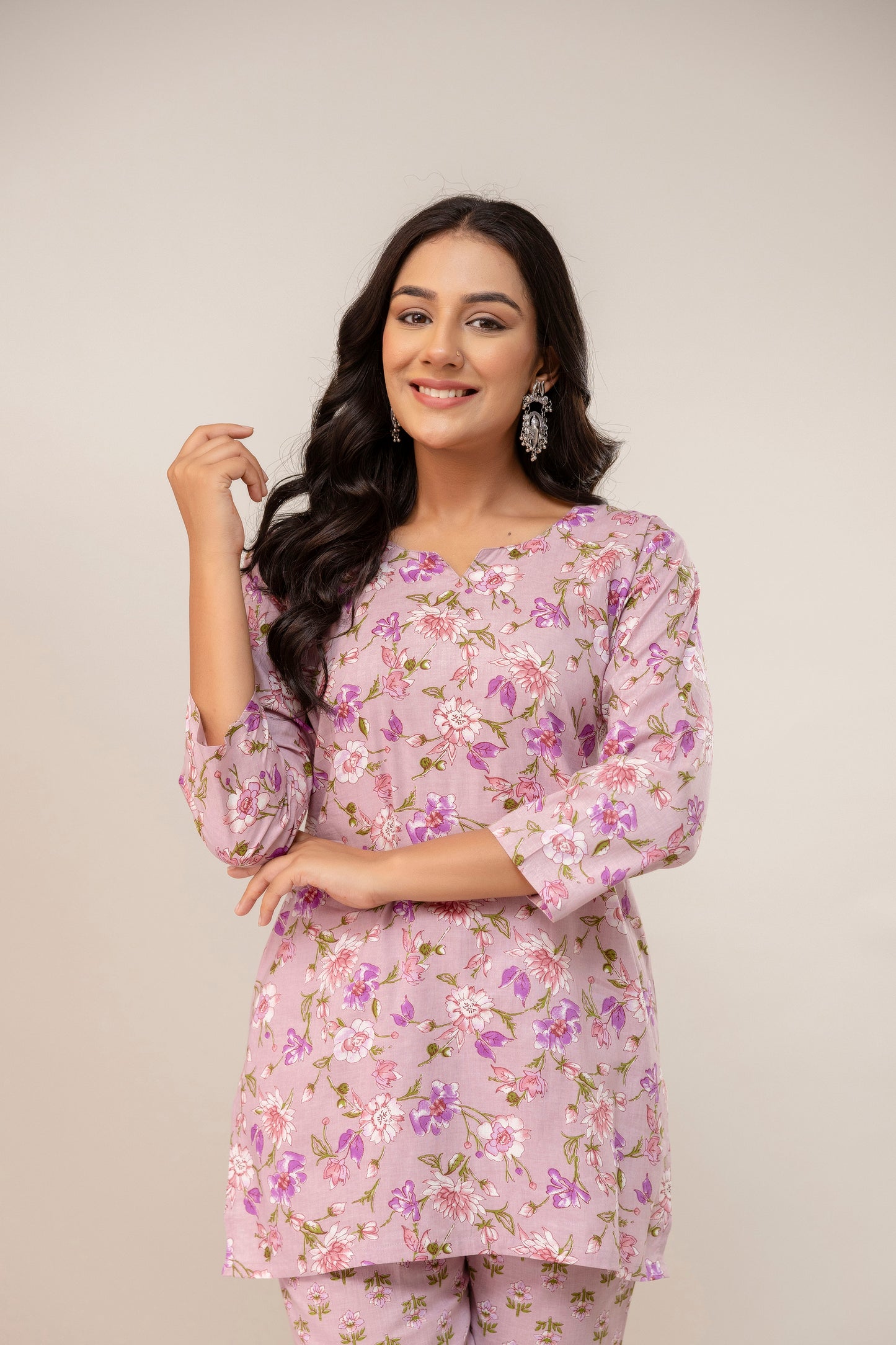 Blush Bloom Printed Cotton Kurta Pant Set